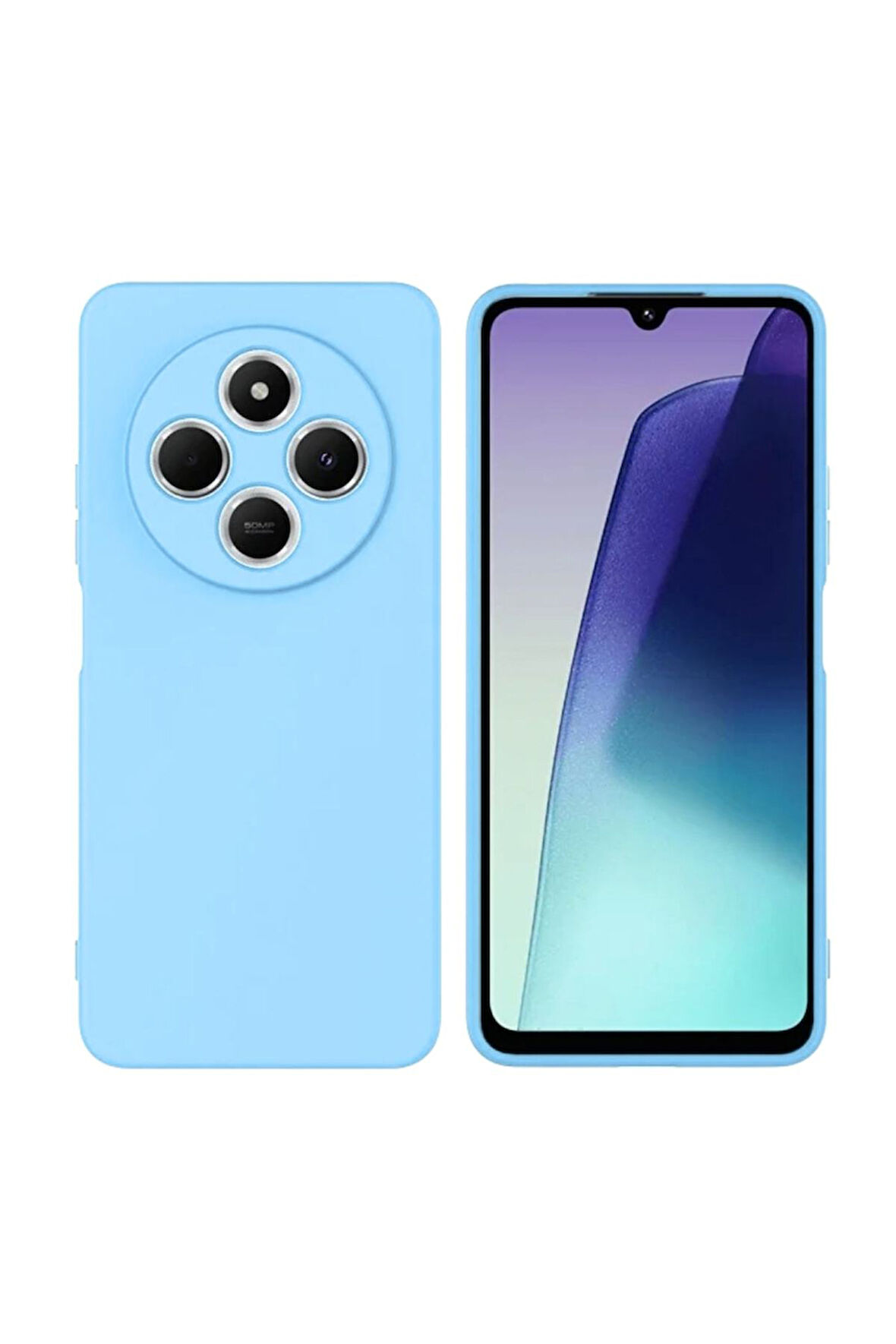 Redmi A4 Uyumlu Silikon Kılıf - Kamera Korumalı Esnek Pastel Renk Kapak - Mavi