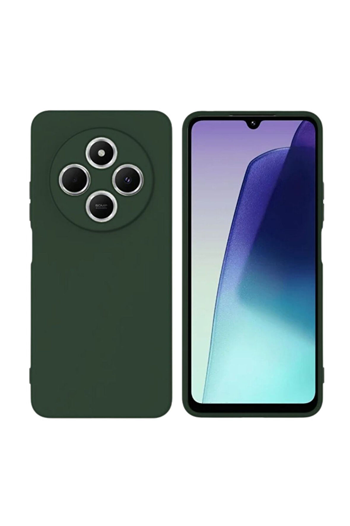 Redmi A4 Uyumlu Silikon Kılıf - Kamera Korumalı Esnek Pastel Renk Kapak - Yeşil