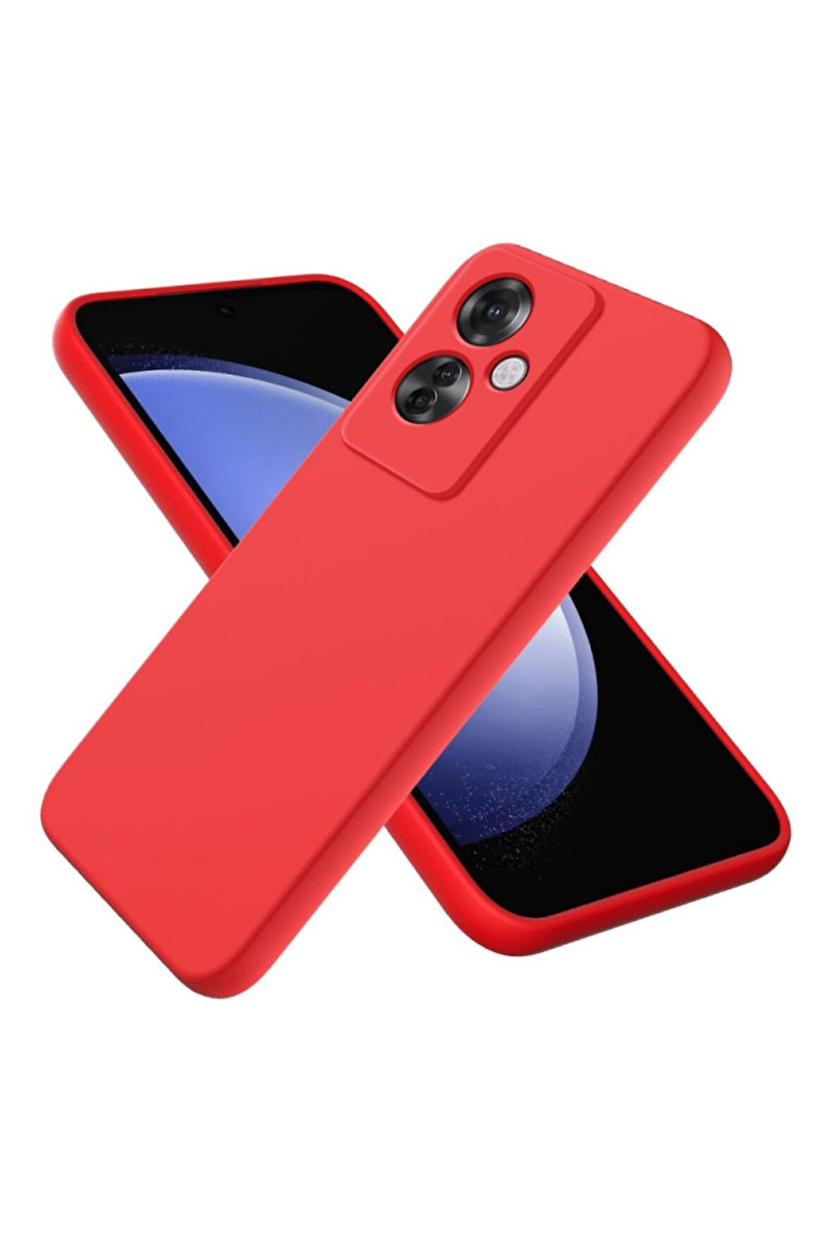 Oppo Reno 11F Uyumlu Silikon Kılıf - Kamera Korumalı Esnek Pastel Renk Kapak - Kırmızı