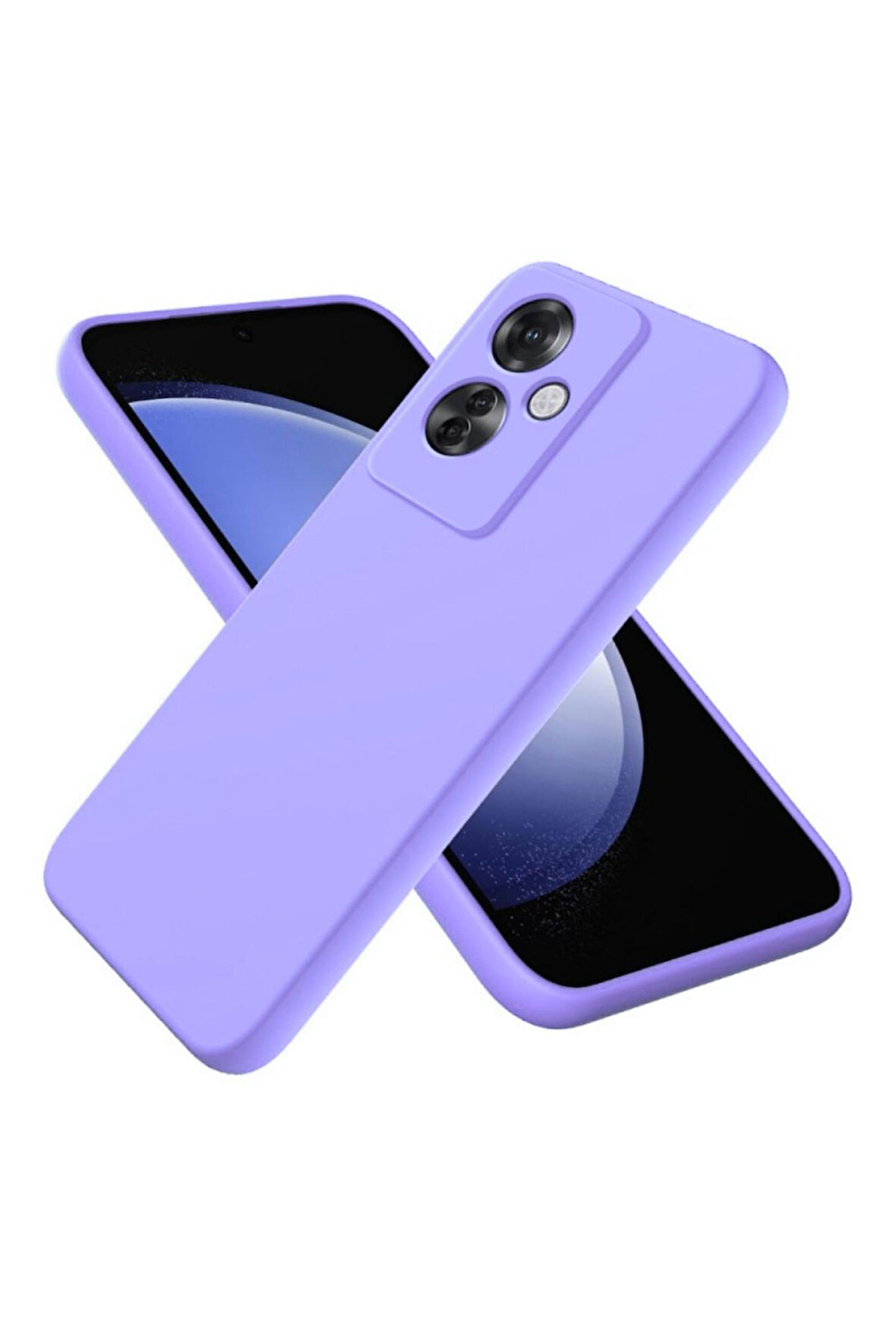 Oppo Reno 11F Uyumlu Silikon Kılıf - Kamera Korumalı Esnek Pastel Renk Kapak - Lila