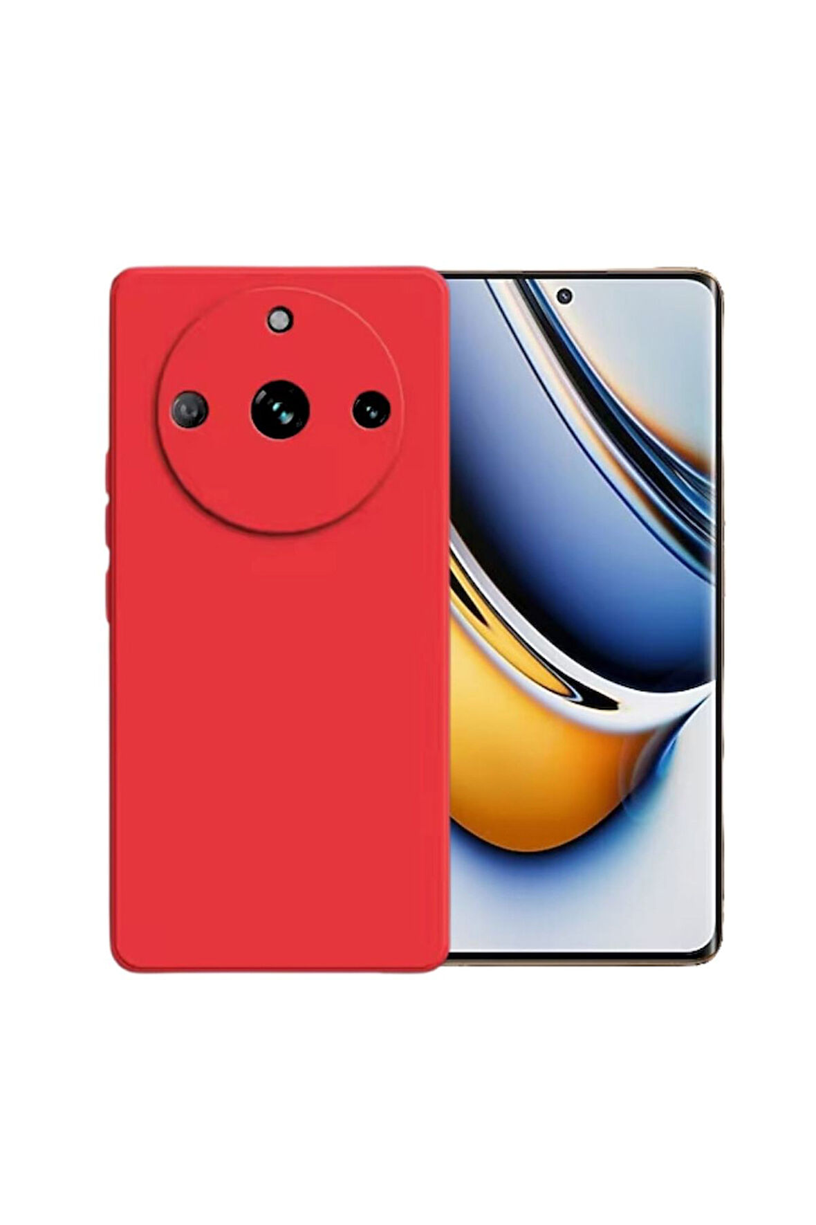Realme 11 Pro Plus Uyumlu Silikon Kılıf - Kamera Korumalı Esnek Pastel Renk Kapak - Kırmızı