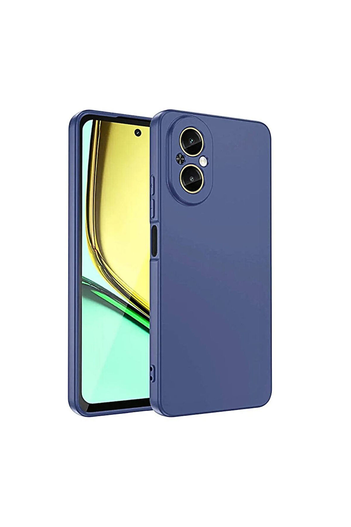 Realme C67 Uyumlu Silikon Kılıf - Kamera Korumalı Esnek Pastel Renk Kapak - Lacivert