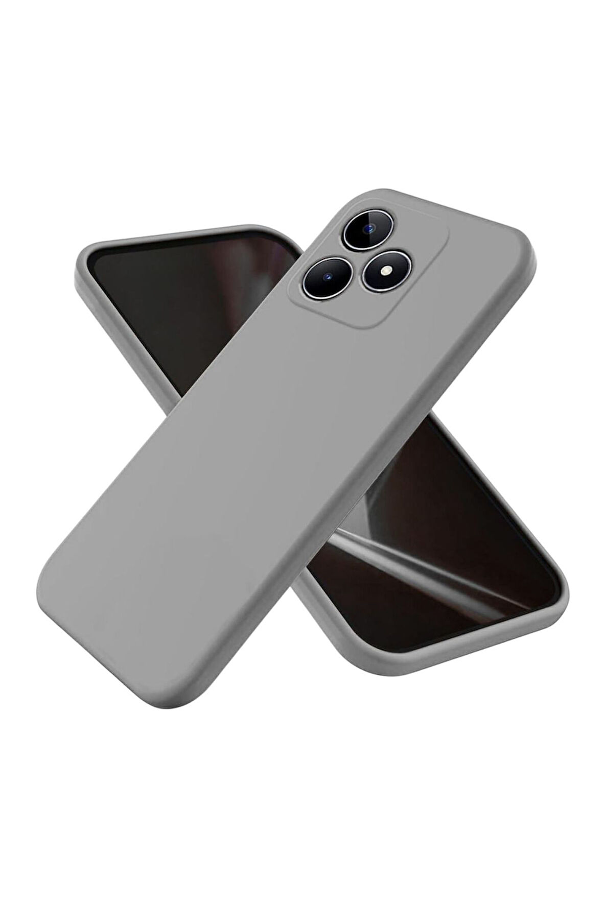 Realme Note 50 Uyumlu Silikon Kılıf - Kamera Korumalı Esnek Pastel Renk Kapak - Gri