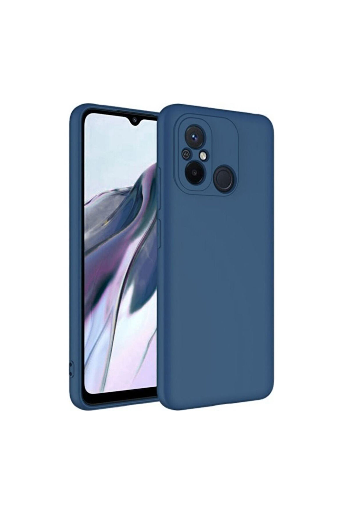Redmi 12C Uyumlu Silikon Kılıf - Kamera Korumalı Esnek Pastel Renk Kapak - Lacivert
