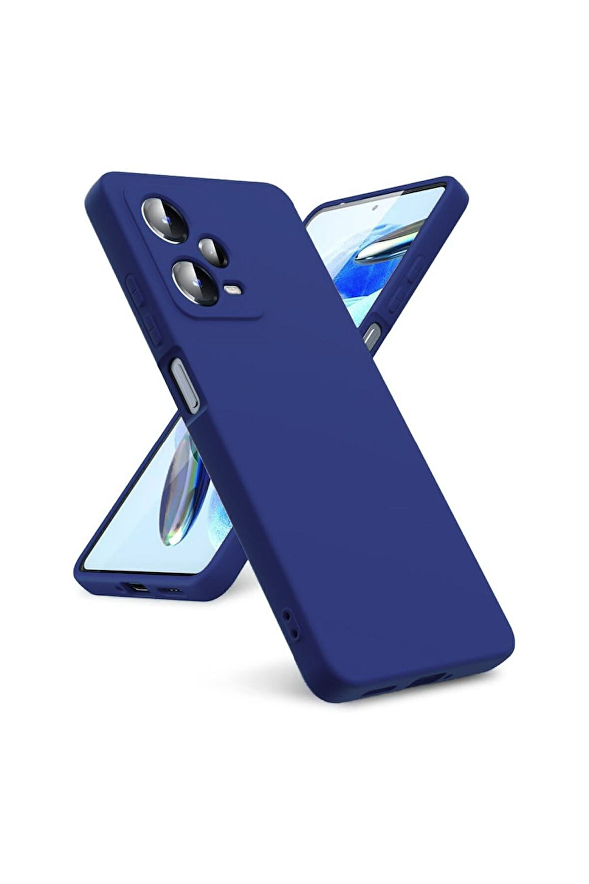 Redmi Note 12 5G Uyumlu Silikon Kılıf - Kamera Korumalı Esnek Pastel Renk Kapak - Lacivert