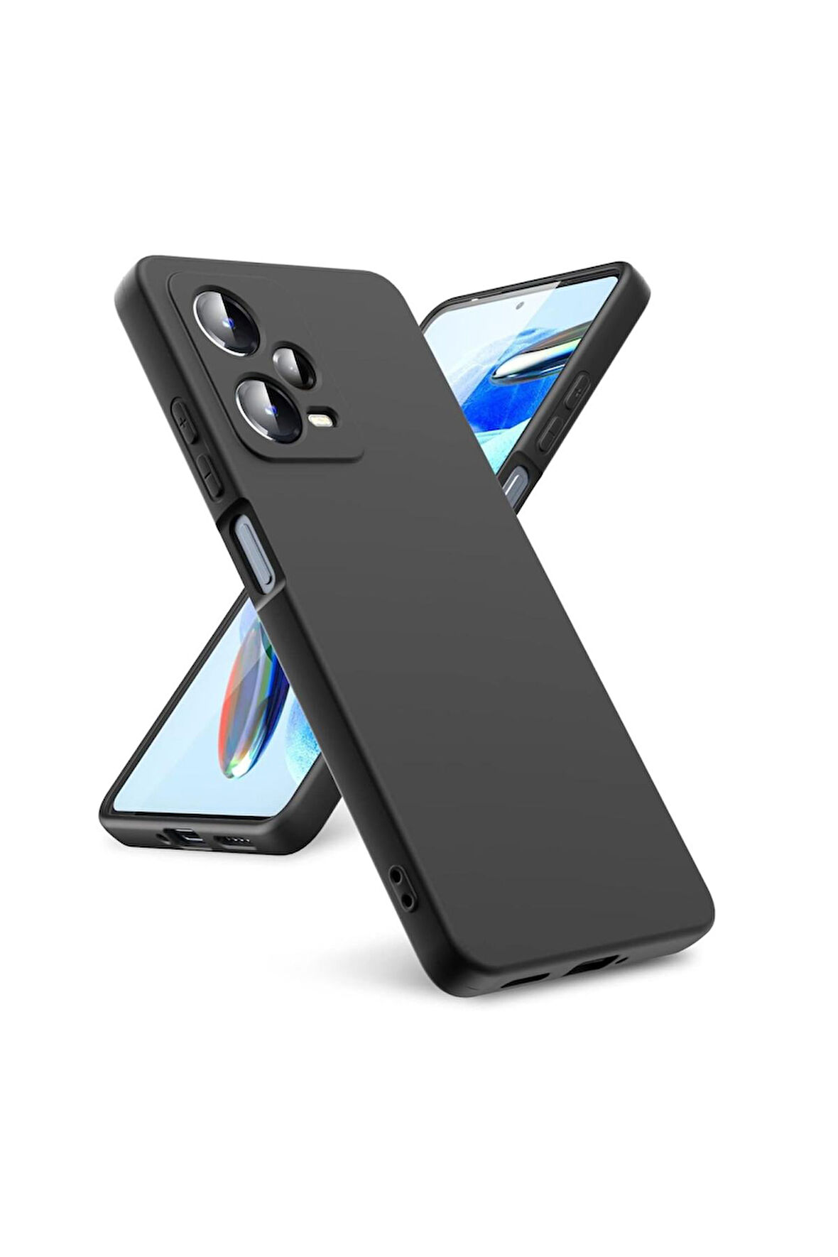 Redmi Note 12 5G Uyumlu Silikon Kılıf - Kamera Korumalı Esnek Pastel Renk Kapak - Siyah