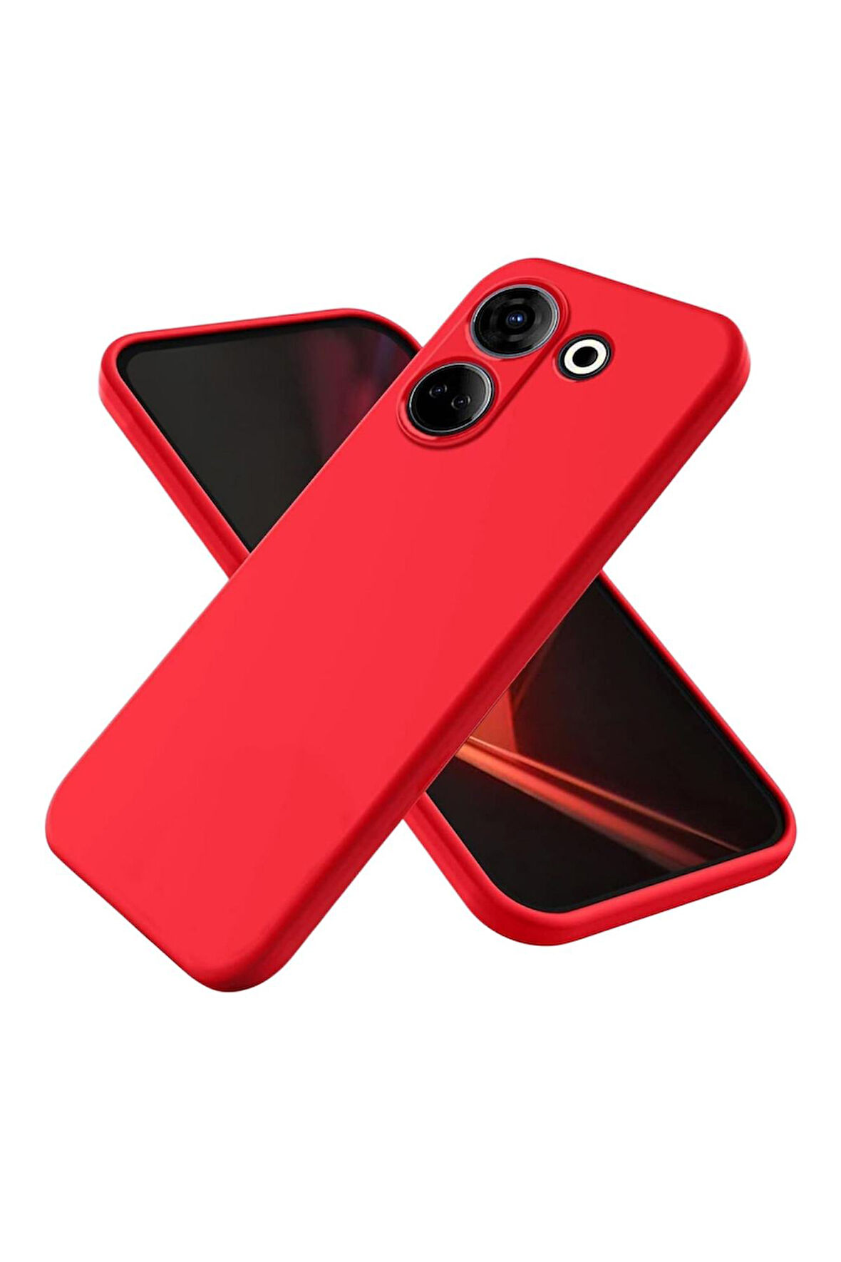 Tecno Camon 20 Uyumlu Silikon Kılıf - Kamera Korumalı Esnek Pastel Renk Kapak - Kırmızı