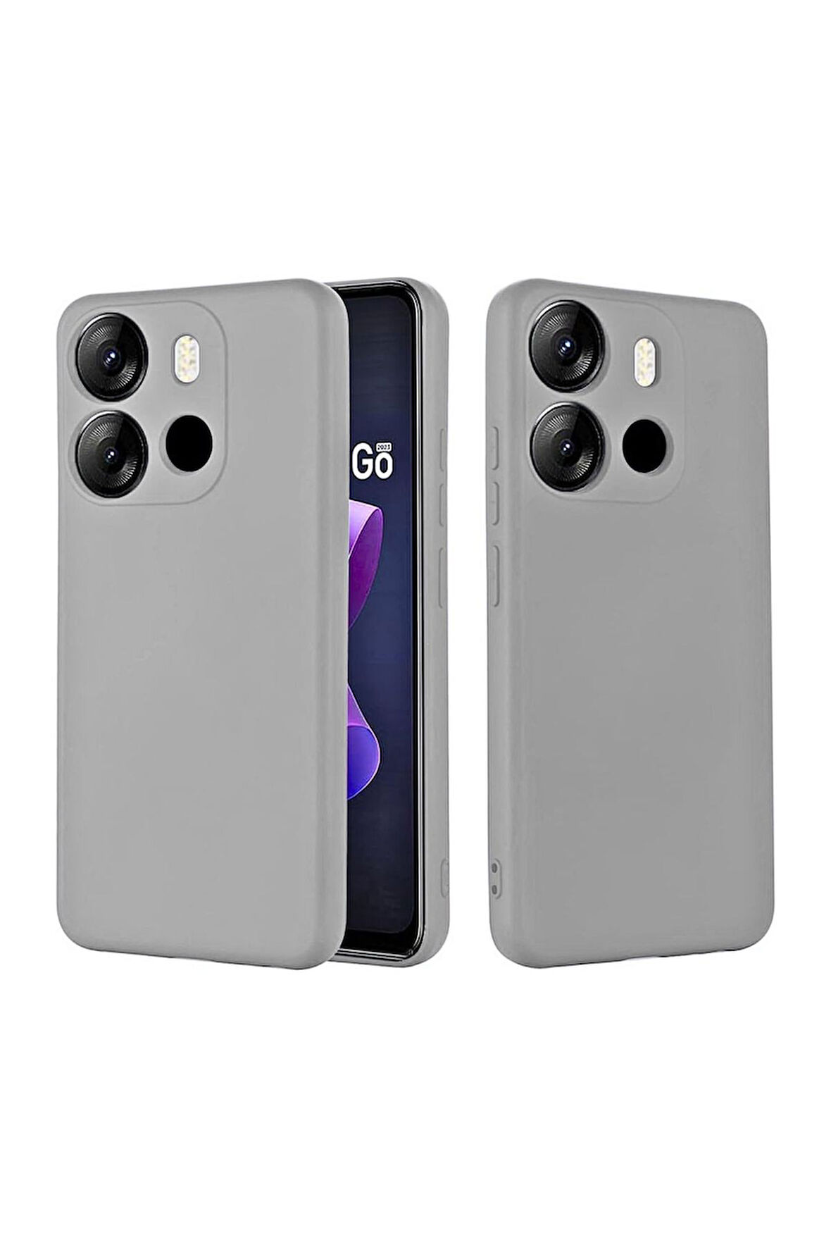 Tecno Spark Go 2023 Uyumlu Silikon Kılıf - Kamera Korumalı Esnek Pastel Renk Kapak - Gri
