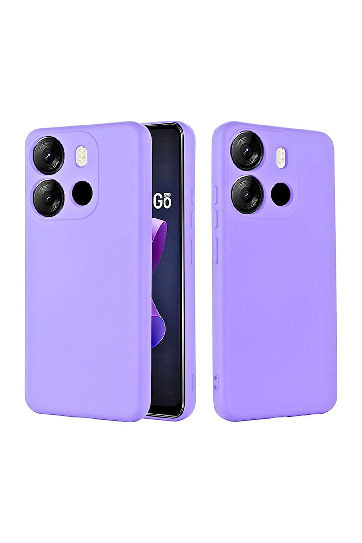 Tecno Spark Go 2023 Uyumlu Silikon Kılıf - Kamera Korumalı Esnek Pastel Renk Kapak - Lila