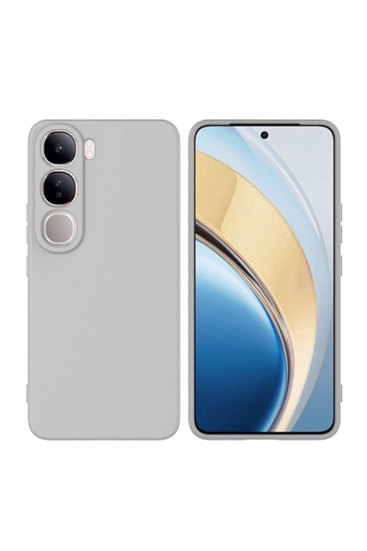 Vivo V40 Lite Uyumlu Silikon Kılıf - Kamera Korumalı Esnek Pastel Renk Kapak - Gri