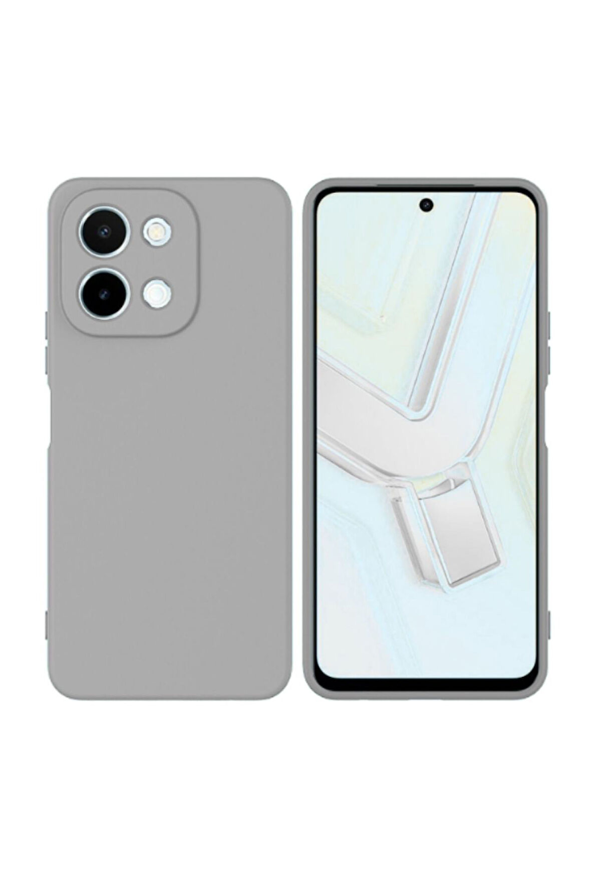Vivo Y28 Uyumlu Silikon Kılıf - Kamera Korumalı Esnek Pastel Renk Kapak - Gri