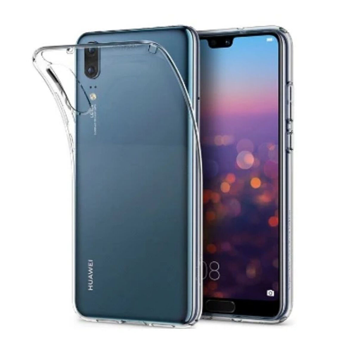 Huawei P20 Uyumlu Şeffaf Silikon Kılıf - Kamera Korumalı Esnek Tam Koruma Kapak