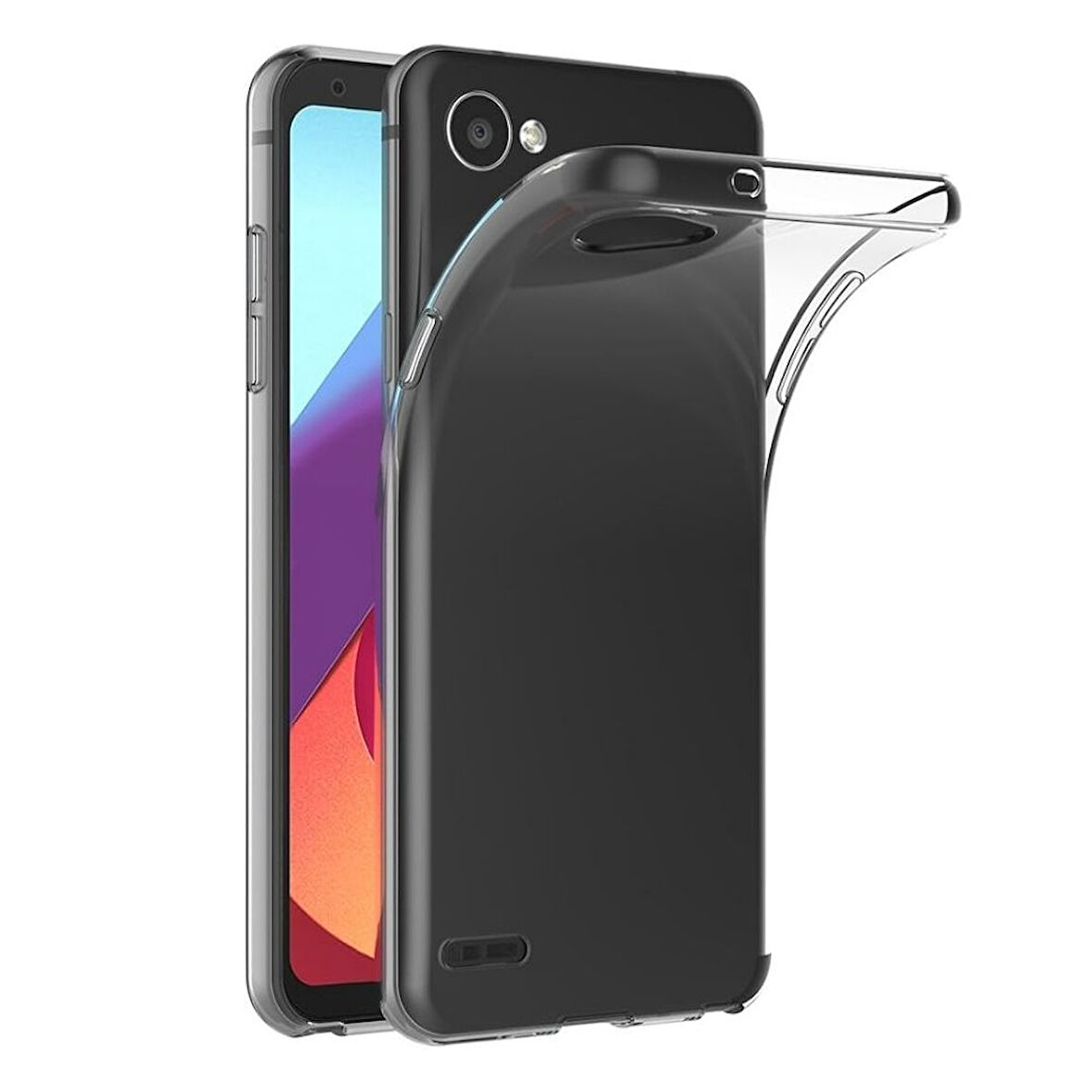 LG Q6 Uyumlu Şeffaf Silikon Kılıf - Kamera Korumalı Esnek Tam Koruma Kapak