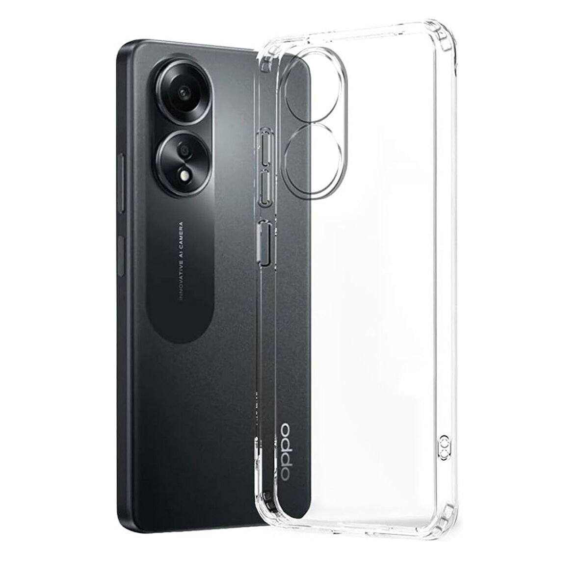 Oppo A18 Uyumlu Şeffaf Silikon Kılıf - Kamera Korumalı Esnek Tam Koruma Kapak