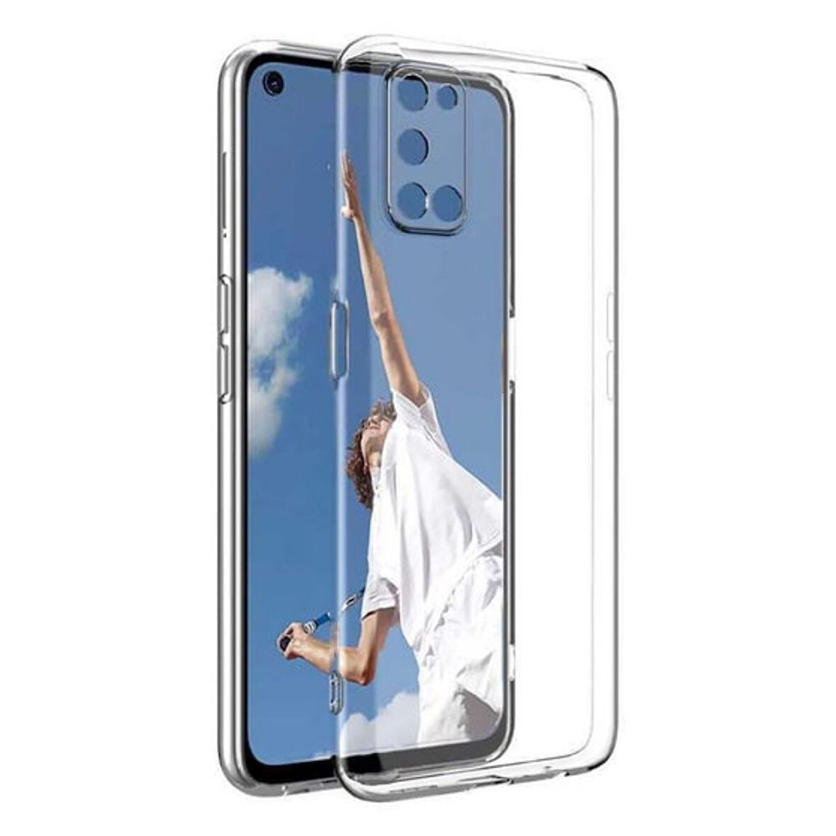 Oppo A52 Uyumlu Şeffaf Silikon Kılıf - Kamera Korumalı Esnek Tam Koruma Kapak