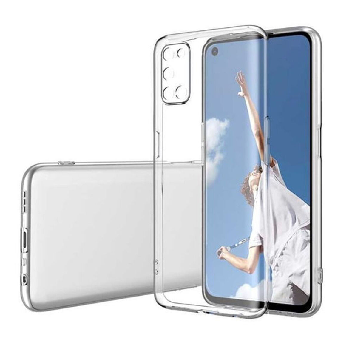 Oppo Reno 4 Uyumlu Şeffaf Silikon Kılıf - Kamera Korumalı Esnek Tam Koruma Kapak