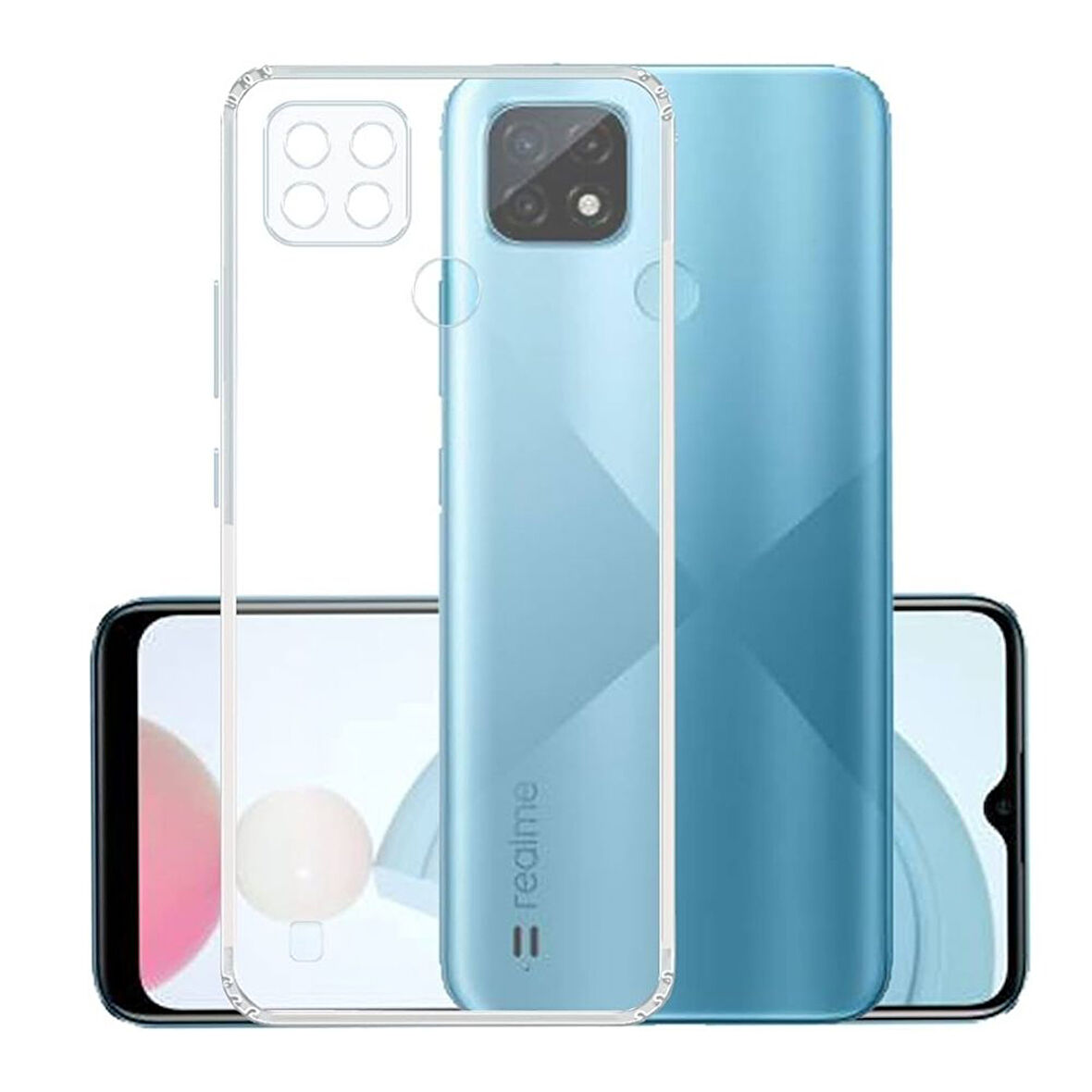 Realme C21 Uyumlu Şeffaf Silikon Kılıf - Kamera Korumalı Esnek Tam Koruma Kapak