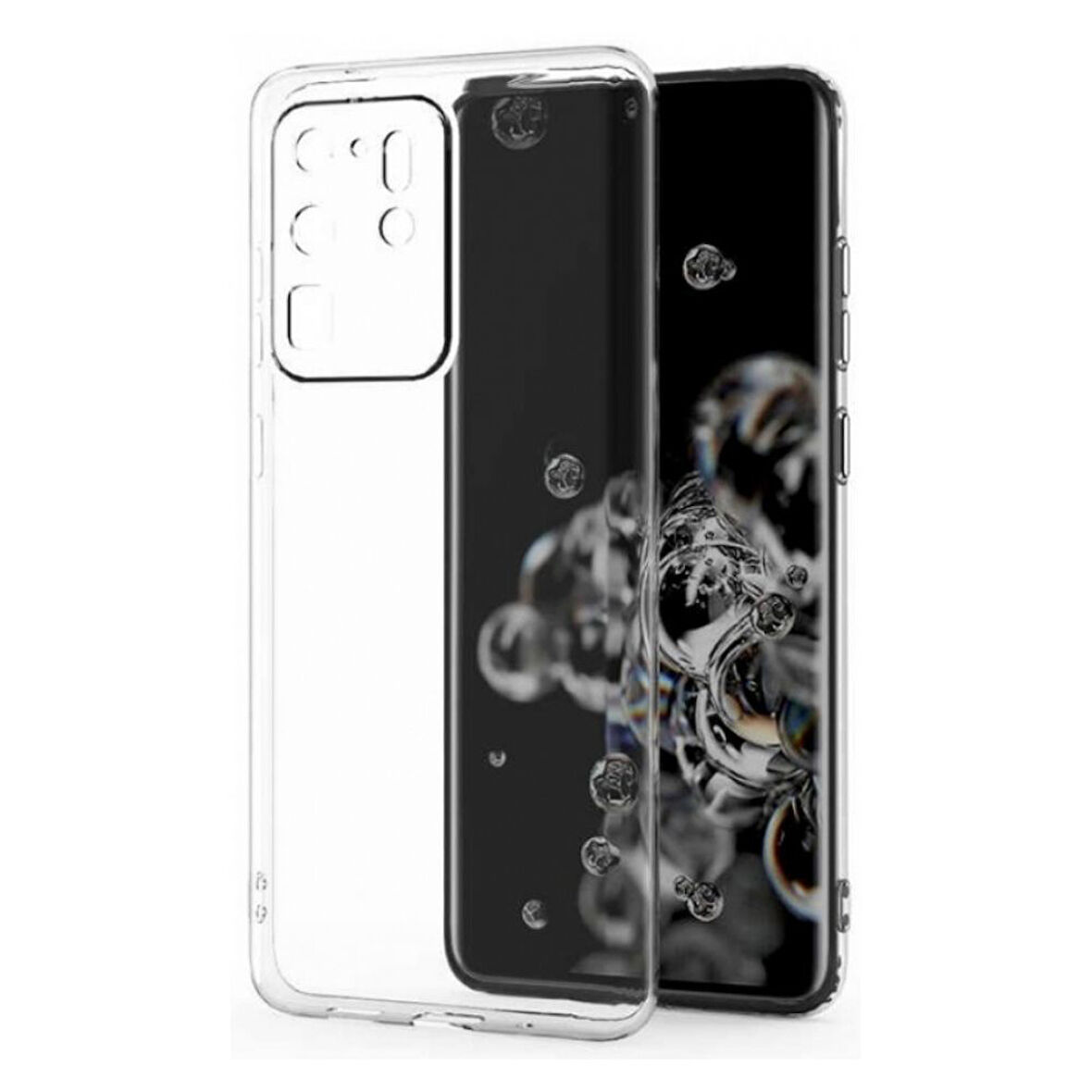 Samsung Galaxy S20 Ultra Uyumlu Şeffaf Silikon Kılıf - Kamera Korumalı Esnek Tam Koruma Kapak