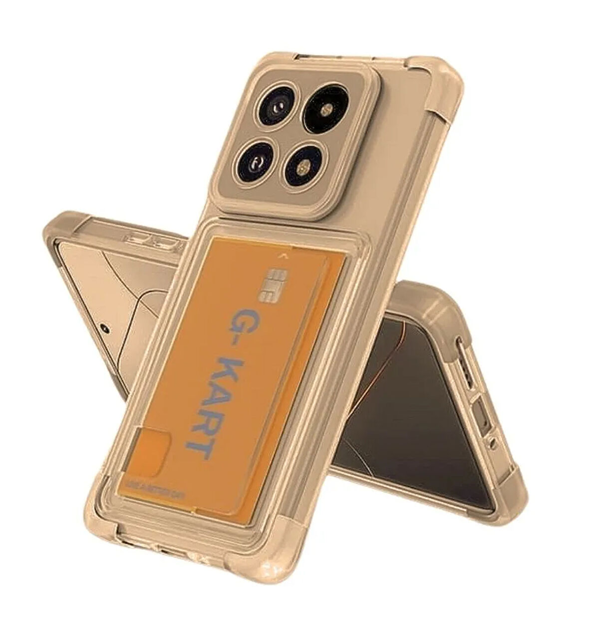 Infinix Note 30 Kılıf Darbe Emici Köşe Korumalı Kartlıklı Cüzdanlı Silikon Kapak - Füme