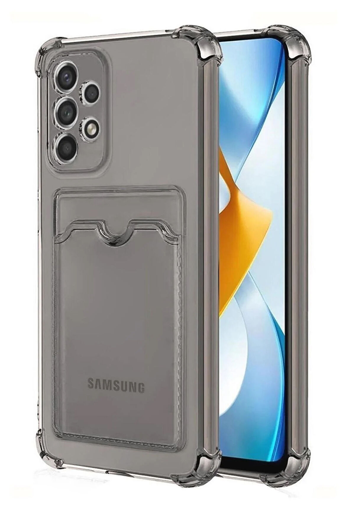 Samsung Galaxy A71 Kılıf Kartlıklı Cüzdanlı Şeffaf Silikon Kapak - Extra Güçlendirilmiş Kenar