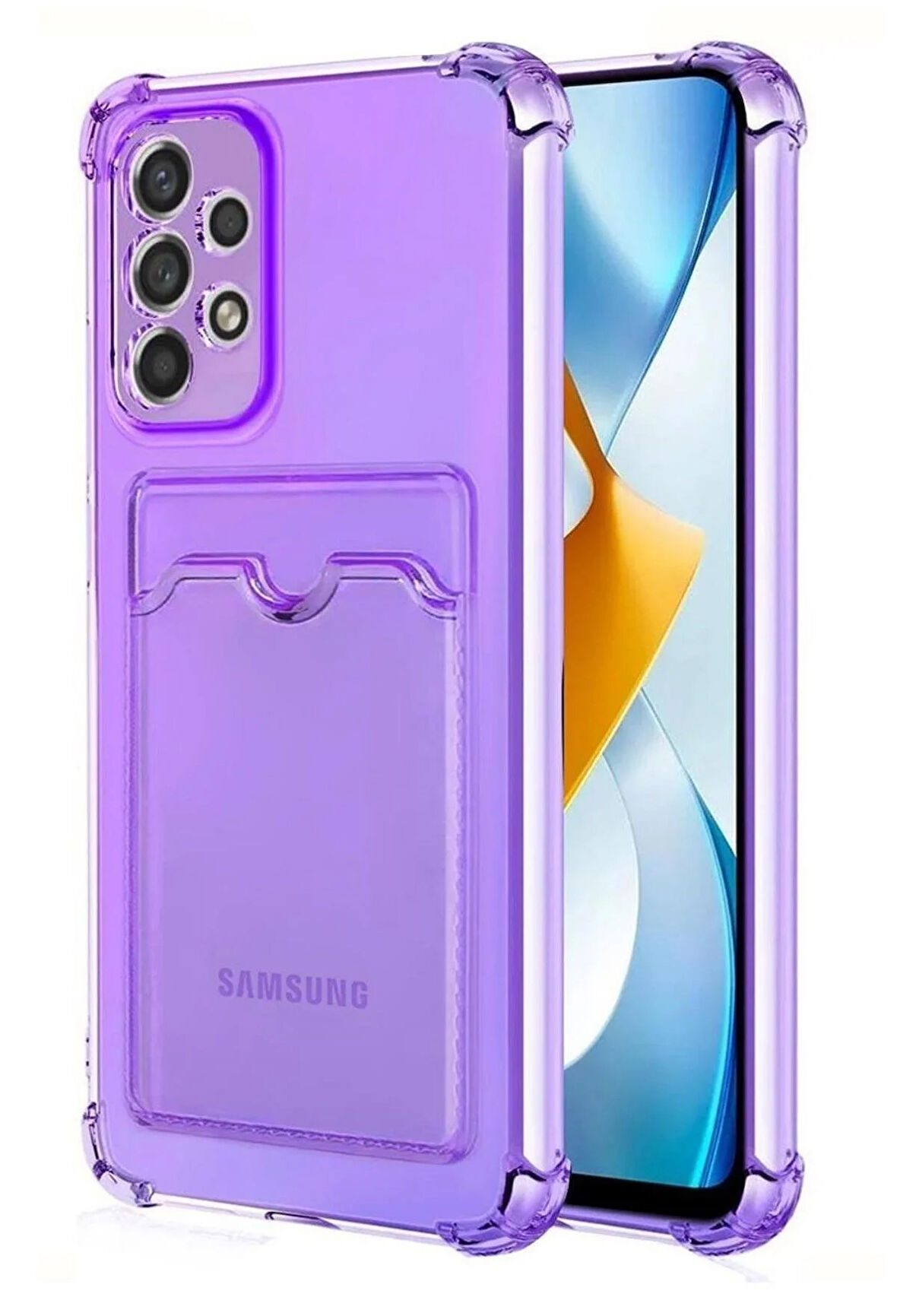 Samsung Galaxy A73 Kılıf Kartlıklı Cüzdanlı Şeffaf Silikon Kapak - Extra Güçlendirilmiş Kenar
