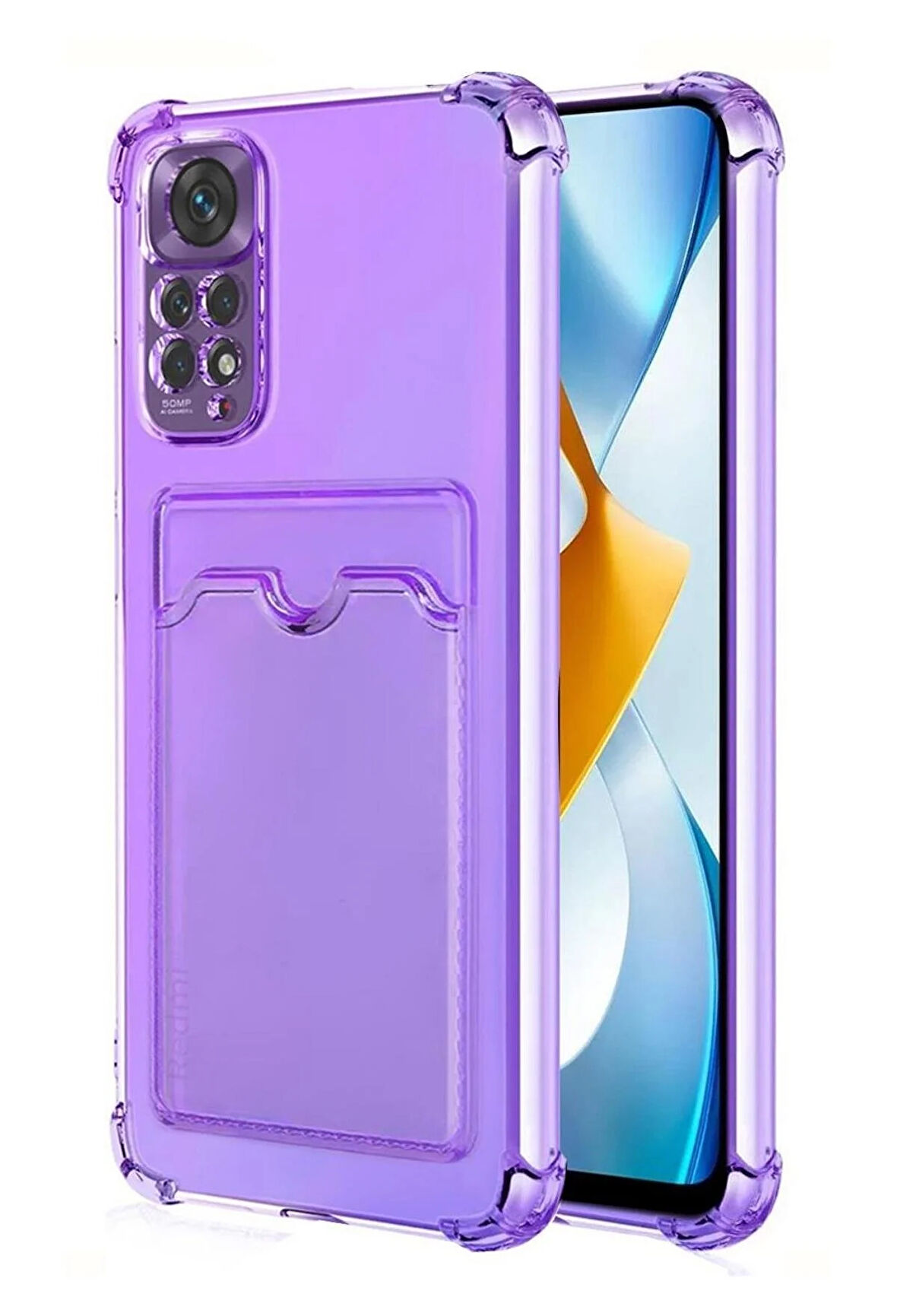 Redmi Note 12 Pro 4G Kılıf Kartlıklı Cüzdanlı Şeffaf Silikon Kapak - Extra Güçlendirilmiş Kenar