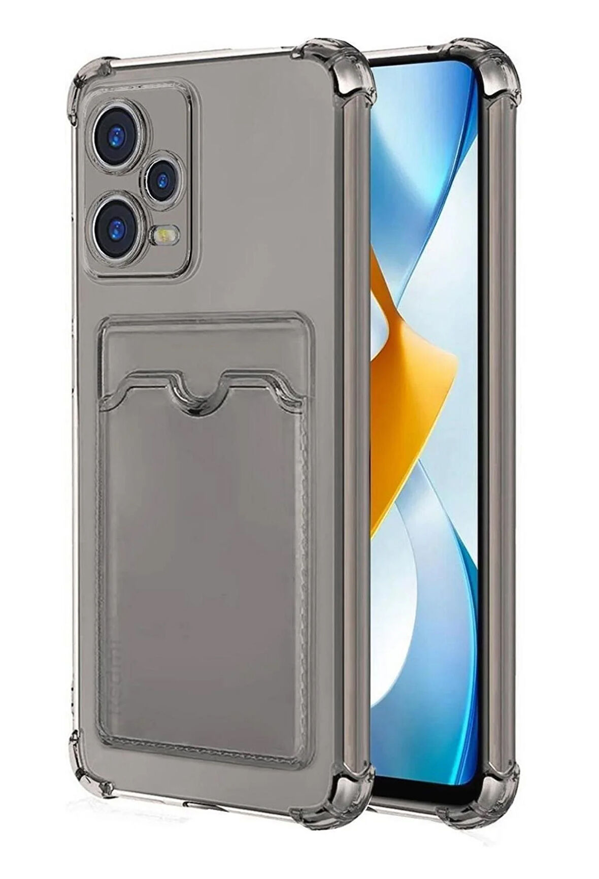 Redmi Note 12 Pro 5G Kılıf Kartlıklı Cüzdanlı Şeffaf Silikon Kapak - Extra Güçlendirilmiş Kenar