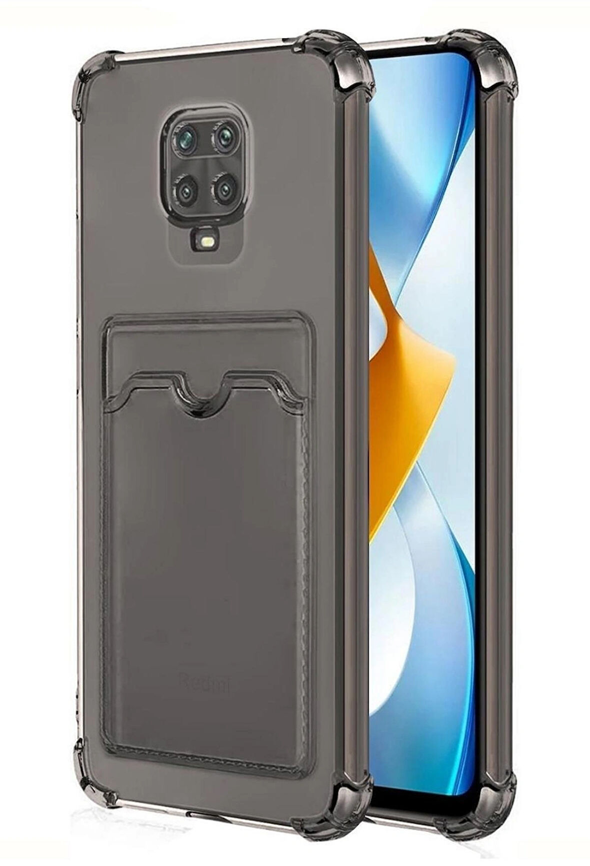 Redmi Note 9 Kılıf Darbe Emici Köşe Korumalı Kartlıklı Cüzdanlı Silikon Kapak