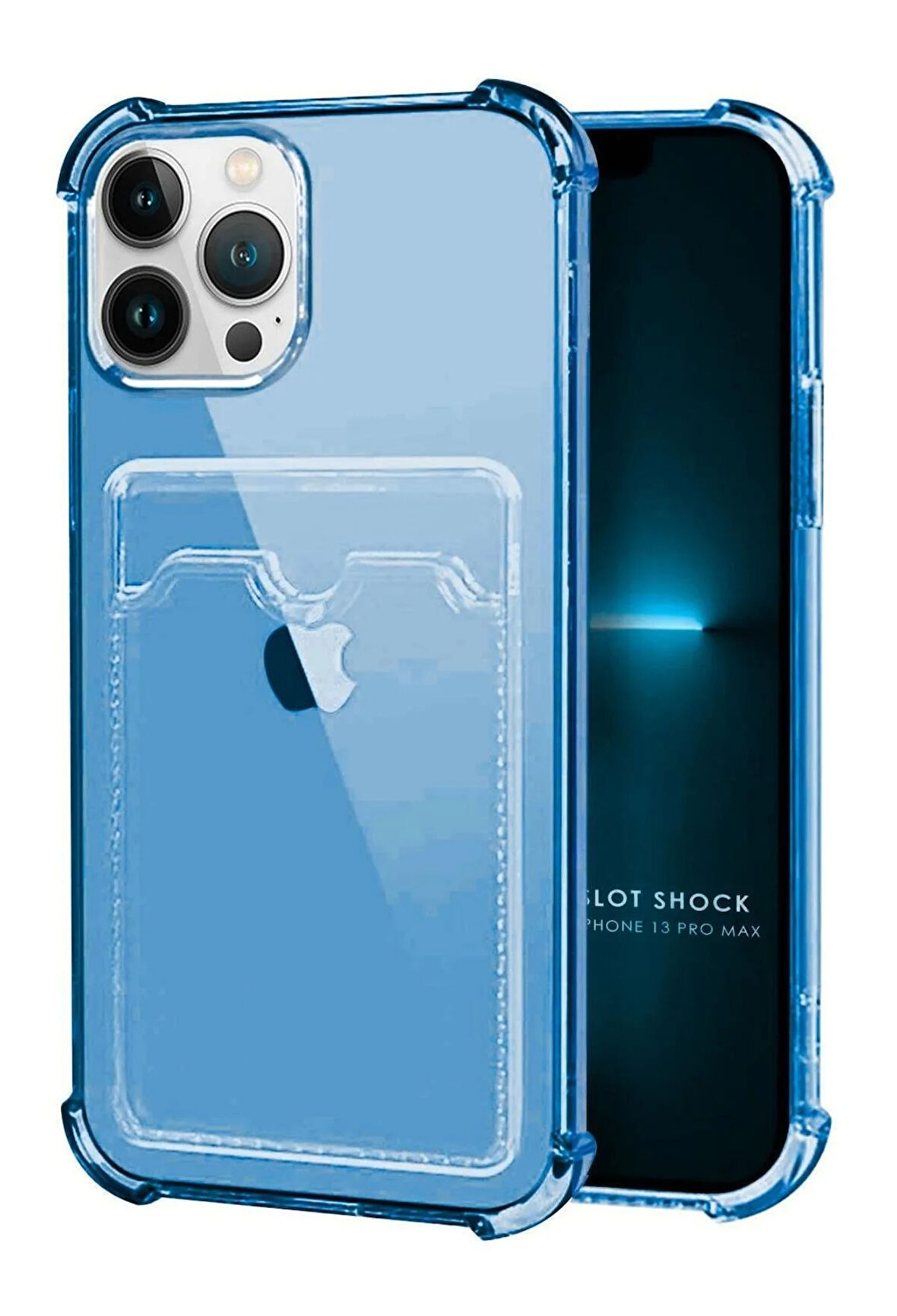 Apple iPhone 13 Pro Max Kılıf Kartlıklı Cüzdanlı Şeffaf Silikon Kapak - Extra Güçlendirilmiş Kenar