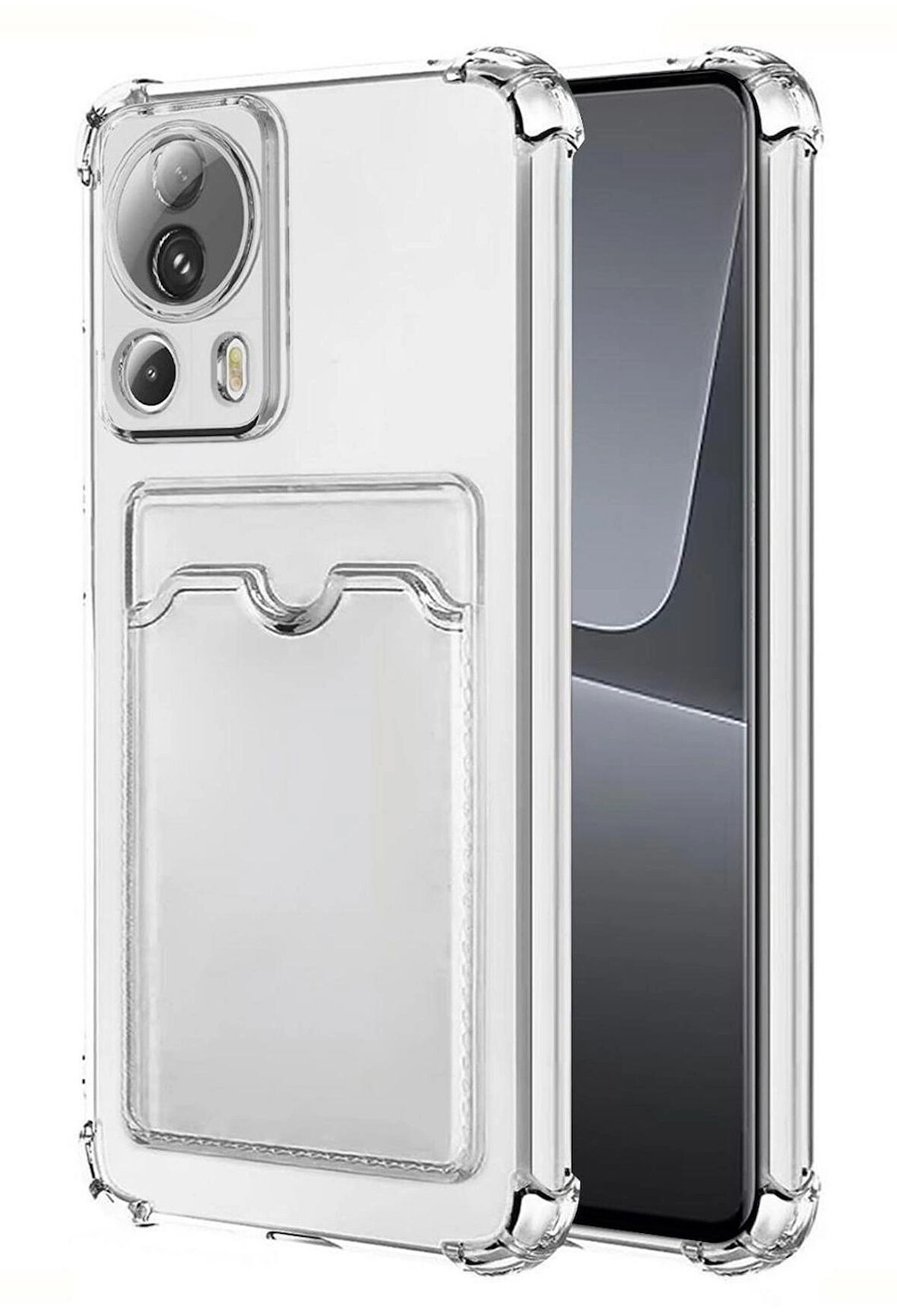 Xiaomi 13 Lite Kılıf Darbe Emici Köşe Korumalı Kartlıklı Cüzdanlı Silikon Kapak