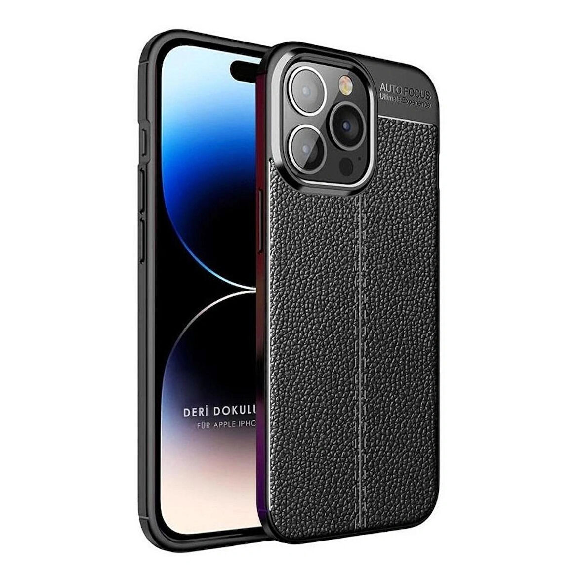 Apple iPhone 16 Pro Max Silikon Kılıf Deri Desenli Kamera Korumalı Darbe Emici Kapak