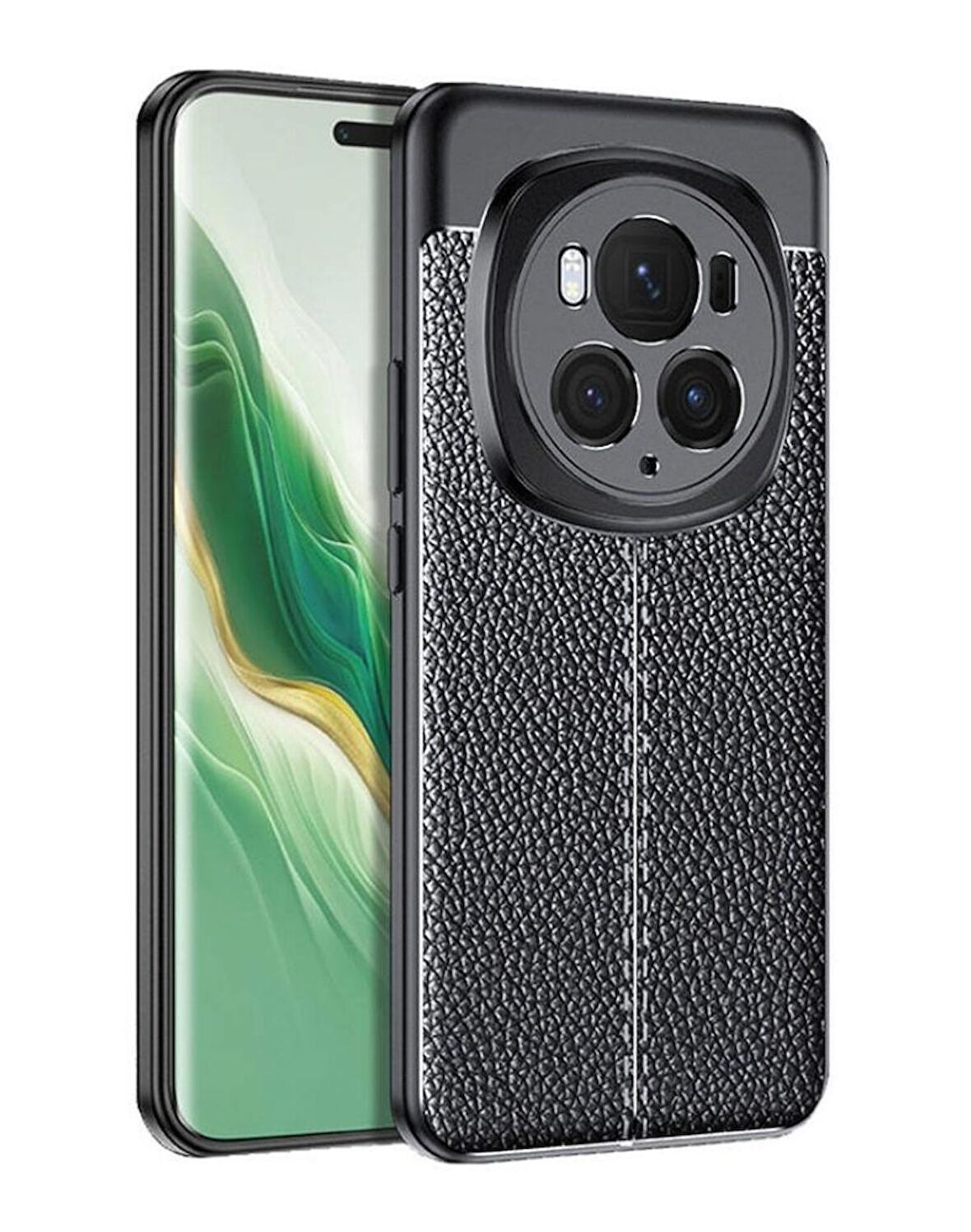 Honor Magic 6 Pro Deri Desenli Silikon Kılıf - Ultra Darbe Emici Kamera Korumalı Kapak