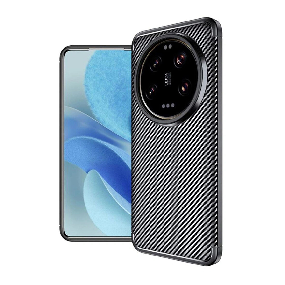 Xiaomi 15 Ultra Uyumlu Silikon Kılıf Karbon Desenli Darbe Emici Autofocus Tam koruma Kapak