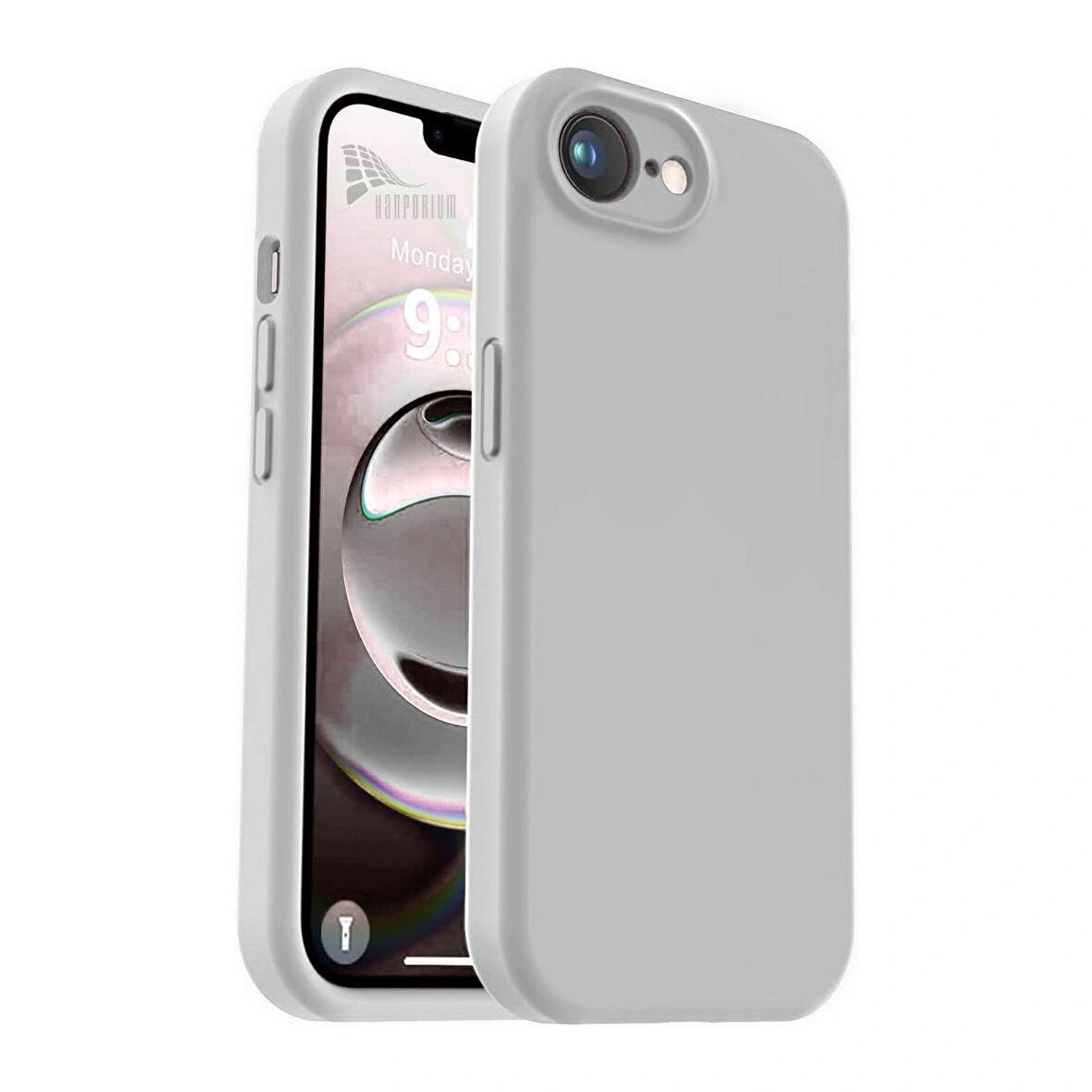 Apple iPhone 16e Uyumlu Silikon Kılıf - Kamera Korumalı Esnek Pastel Renk Kapak - Gri