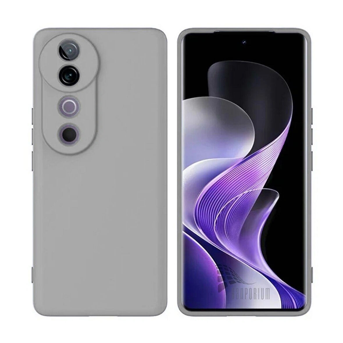 Vivo V40 5G Uyumlu Silikon Kılıf - Kamera Korumalı Esnek Pastel Renk Kapak - Gri