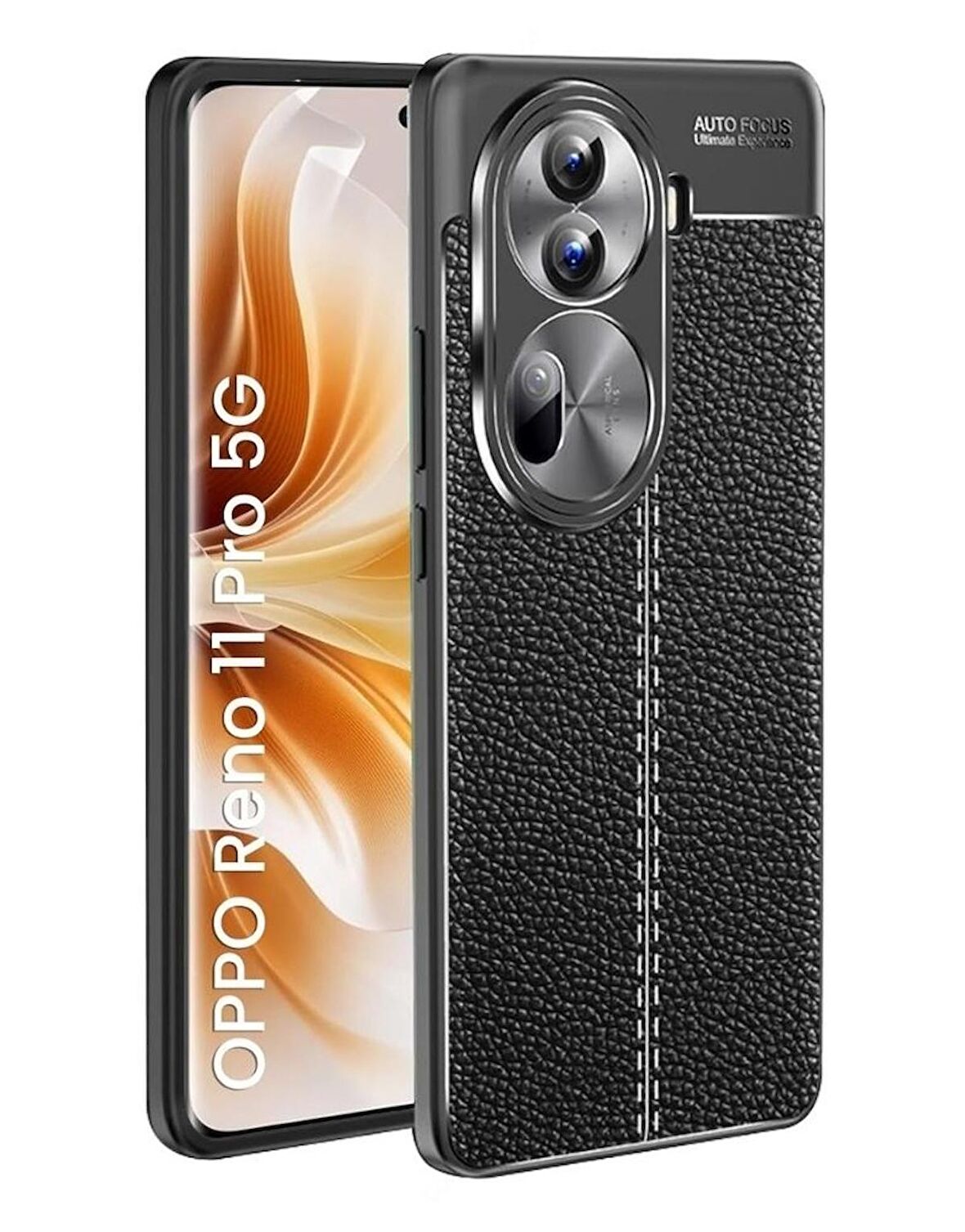 Oppo Reno 11 Pro Deri Desenli Silikon Kılıf - Ultra Darbe Emici Kamera Korumalı Kapak