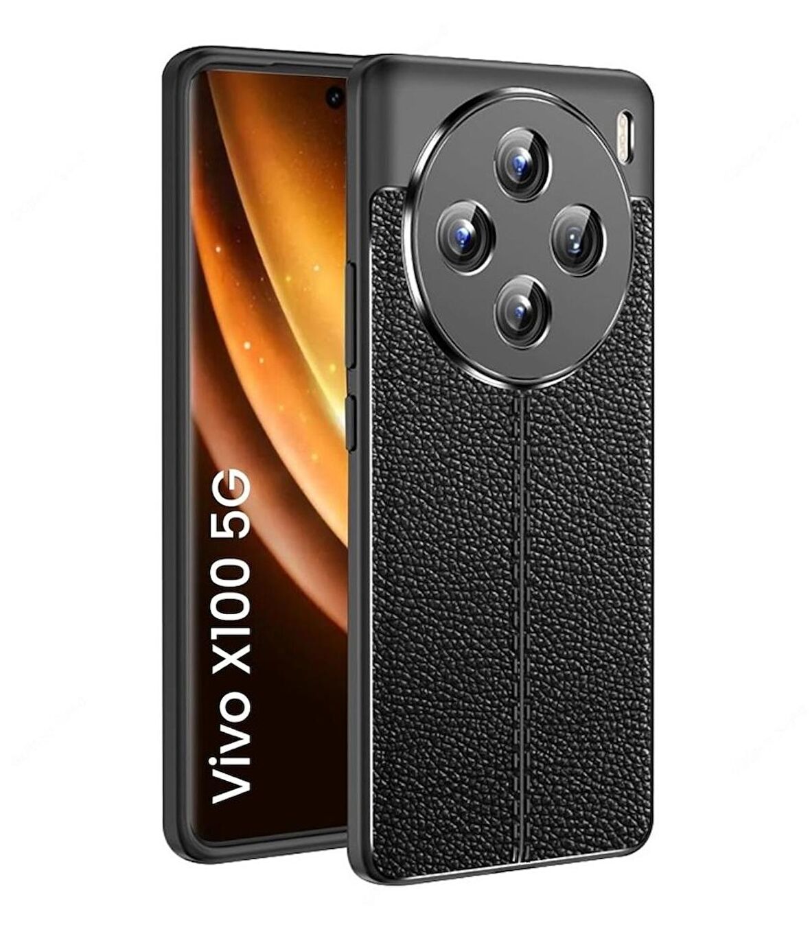 Vivo X100 Deri Desenli Silikon Kılıf - Ultra Darbe Emici Kamera Korumalı Kapak