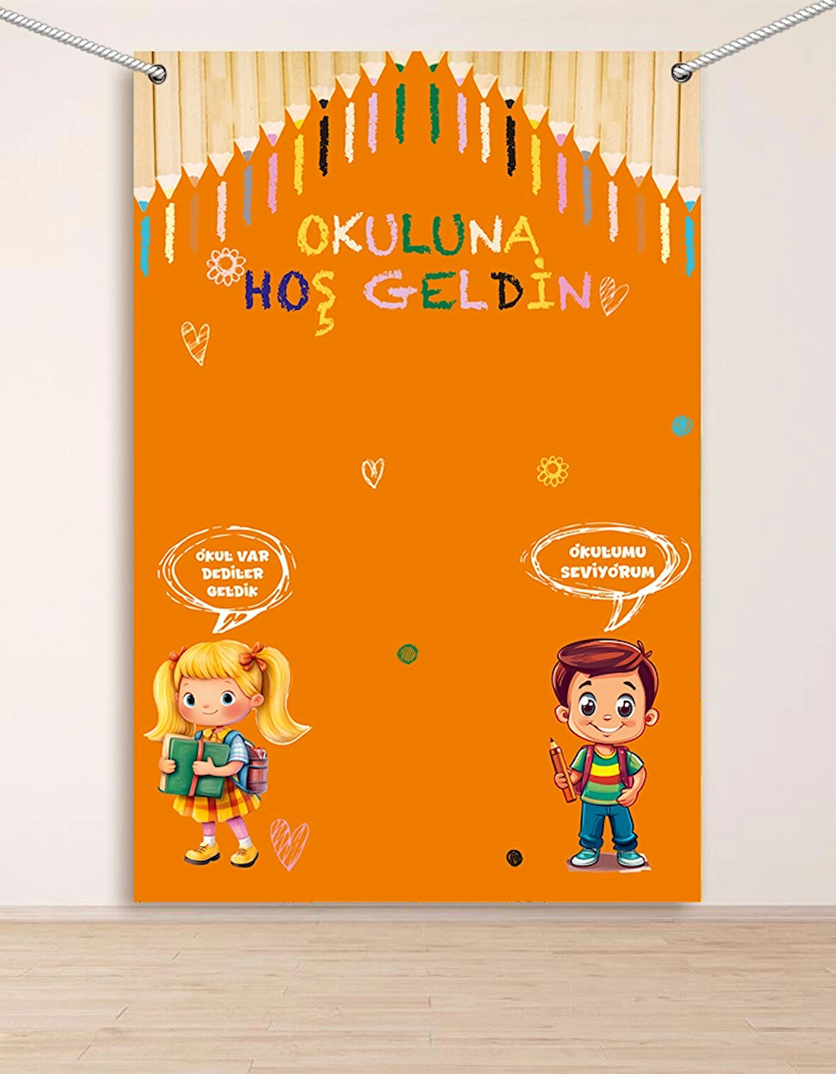 Okuluna Hoşgeldin Hatıra Fotoğraf Panosu Branda 160x200