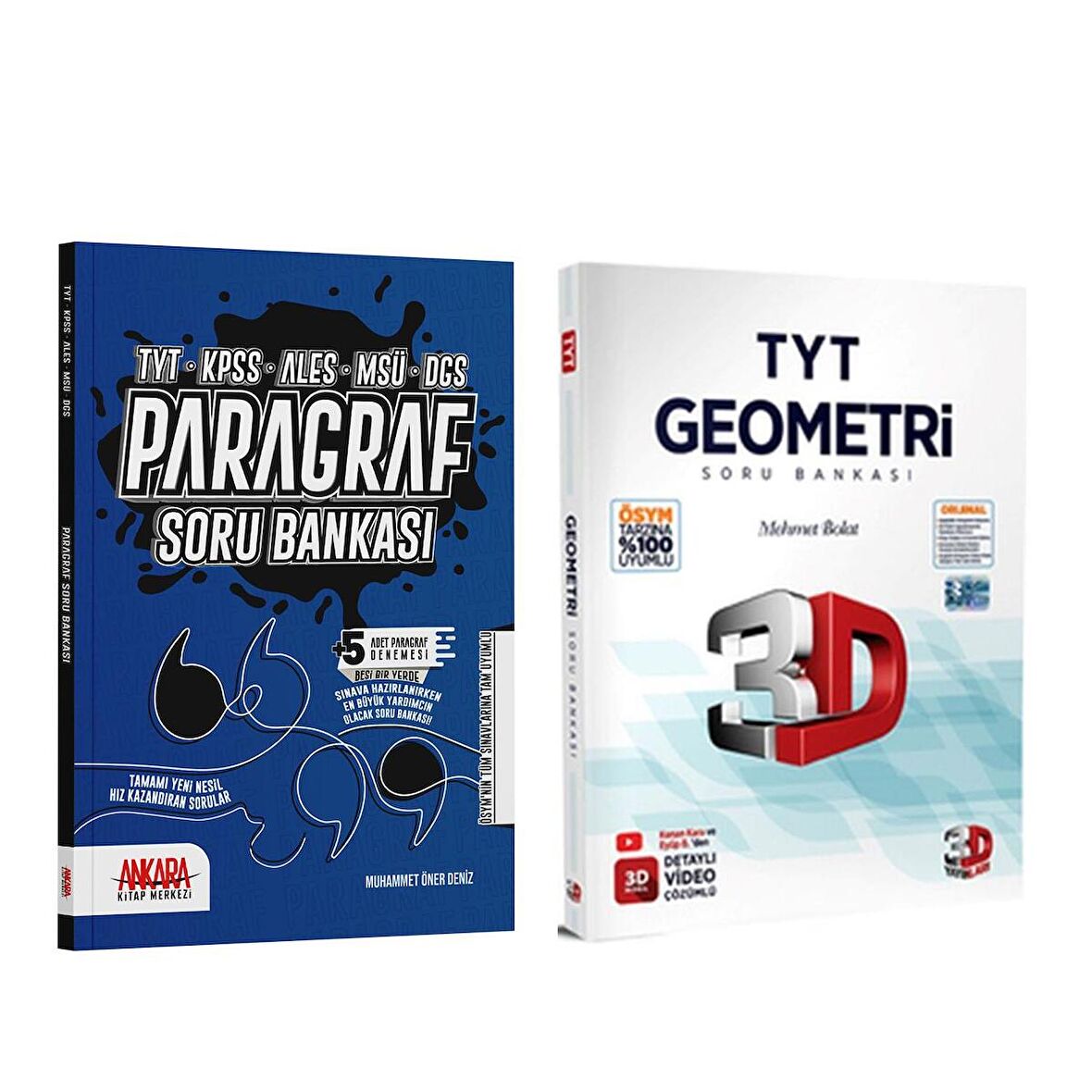 3D TYT Geometri ve AKM Paragraf Soru Bankası Seti 2 Kitap