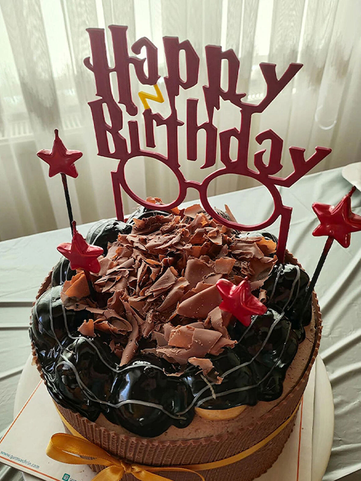 Happy Birhtday (Harry Potter Yazı Fontlu) 3D Baskı Bordo Renk