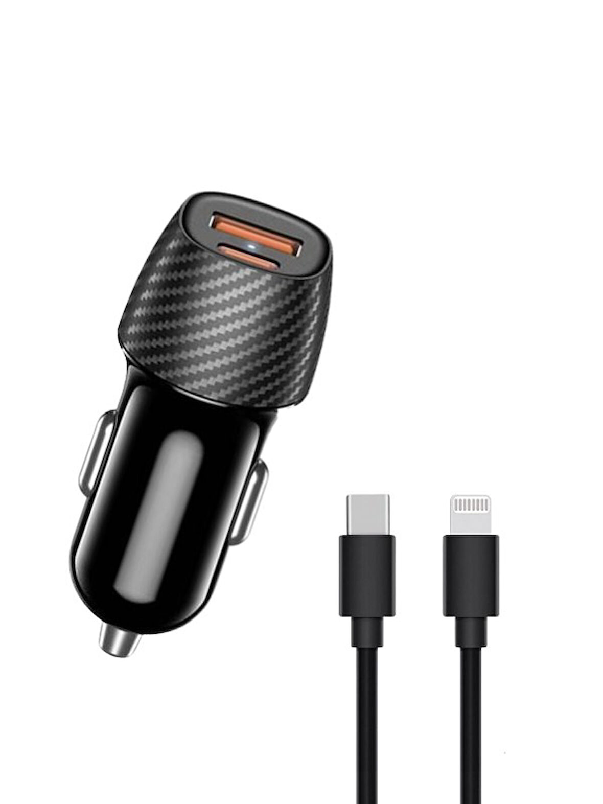 Lightning 40W Araç Çakmaklık  Lightning to Type-C PD kablo Şarj aleti