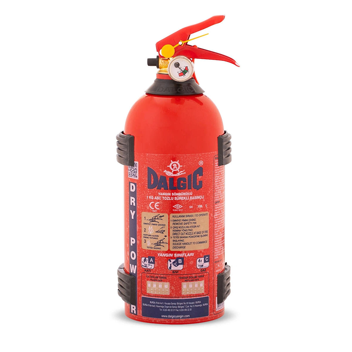 1 kg kuru kimyevi tozlu yangın söndürme cihazı