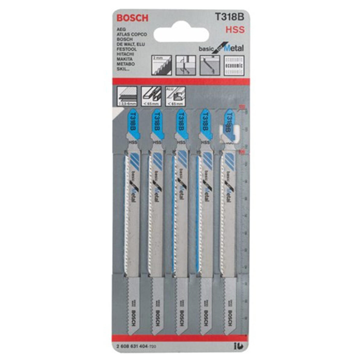 Bosch  - Ekonomik Seri Metal İçin T 318 B Dekupaj Testeresi Bıçağı - 5'Li Paket