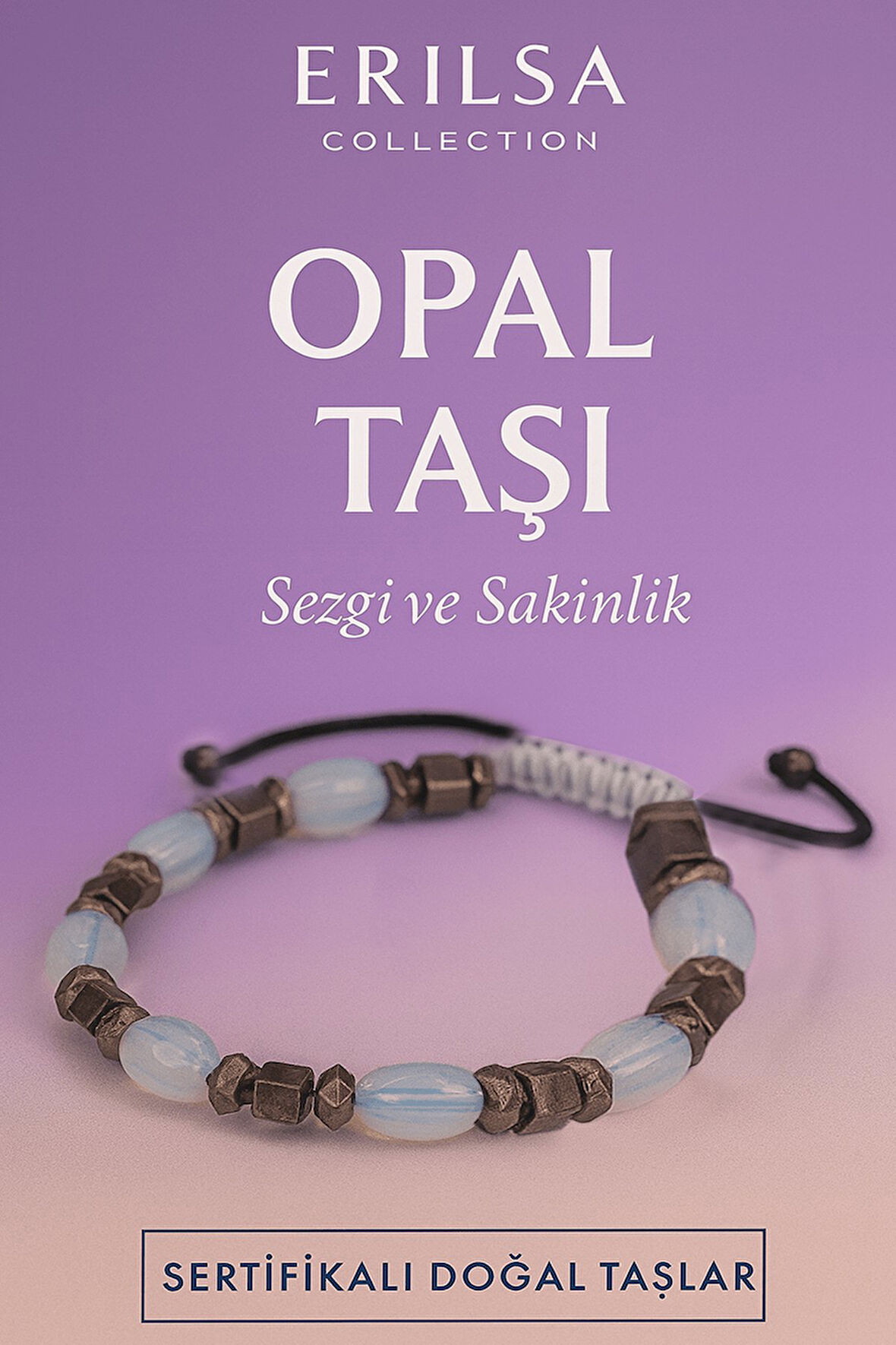 Sertifikalı Doğal Opal Taşı Bileklik - Sezgi Gücü ve İçsel Sakinlik Veren Şık Takı