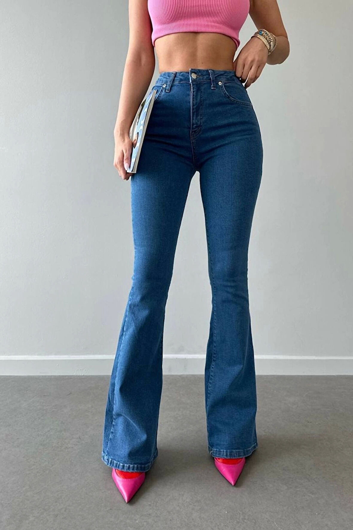 Mavi Premium Ispanyol Paça Likralı Jeans Yüksek Bel Toparlayıcı Denim Pantolon