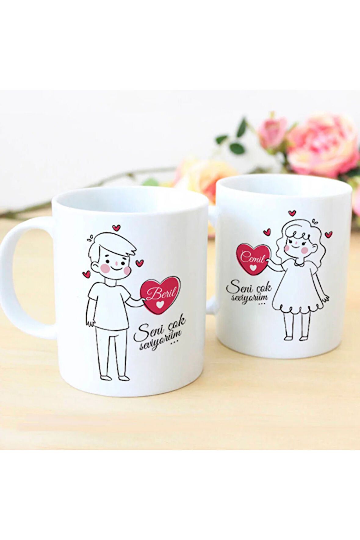 Sevgililer Gününe Özel| Kişiselleştirilebilir 14 Şubat Hediye Çift Kupa Bardak Seti