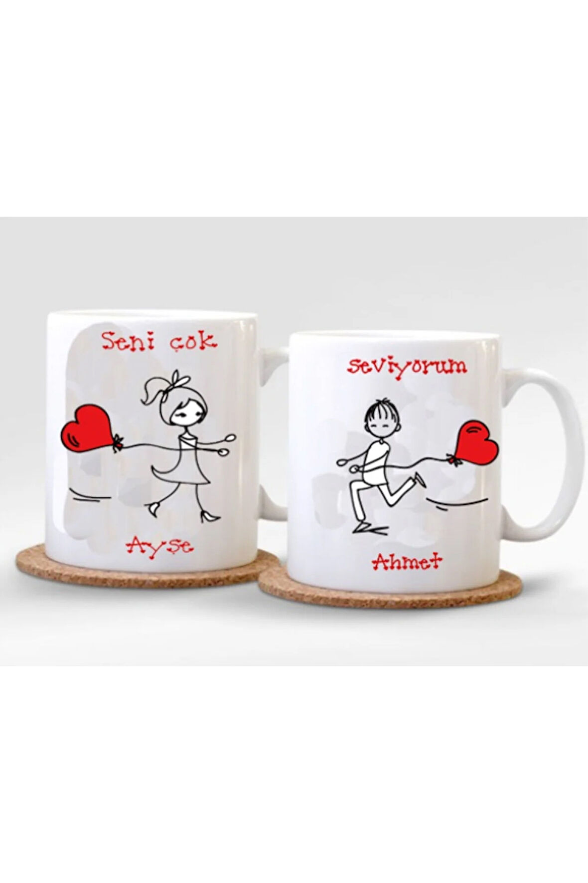 Sevgililer Gününe Özel| Kişiselleştirilebilir 14 Şubat Hediye Çift Kupa Bardak Seti