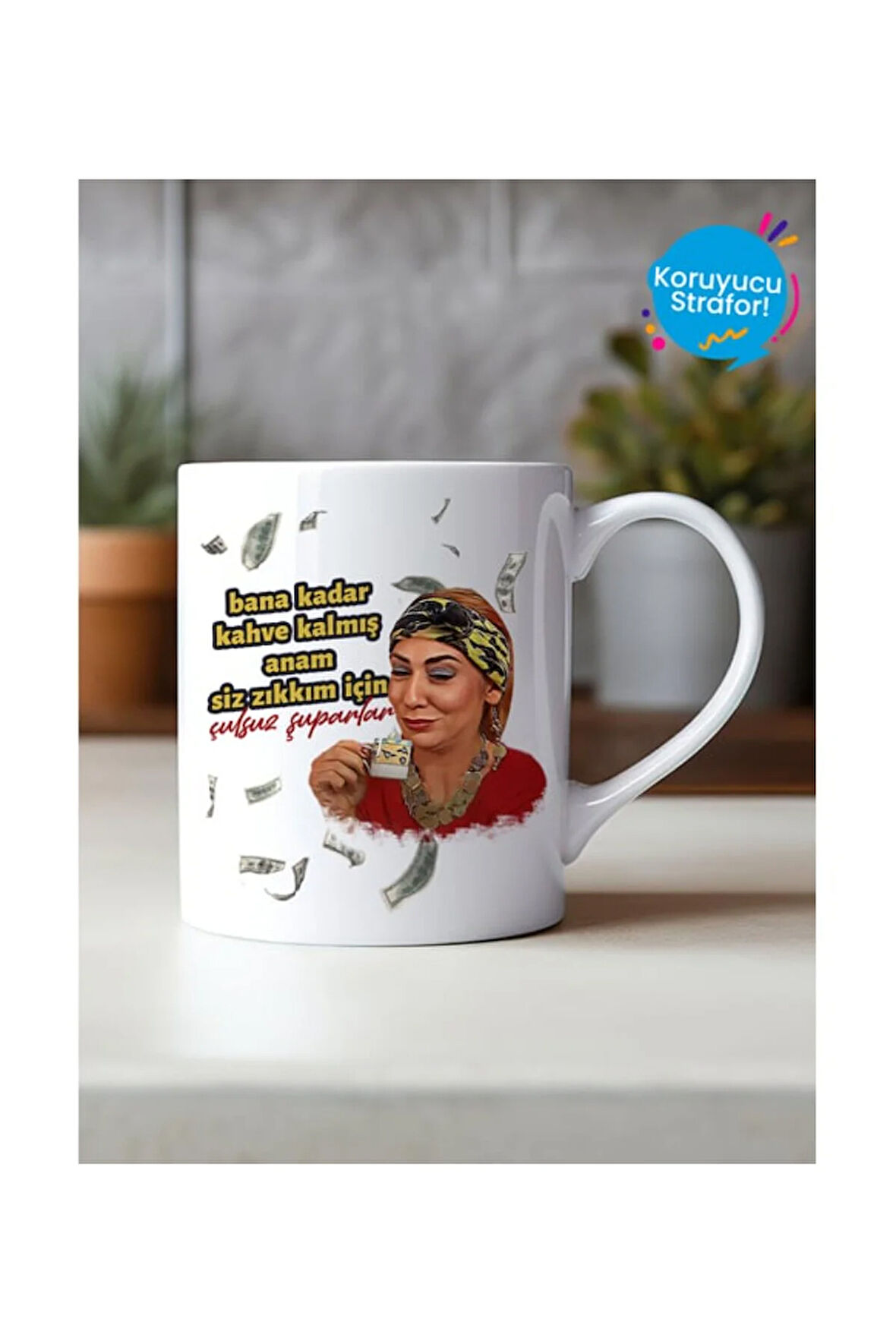 Cennet Mahallesi Pembe Kahve Tasarımlı Hediye Kupa Bardak