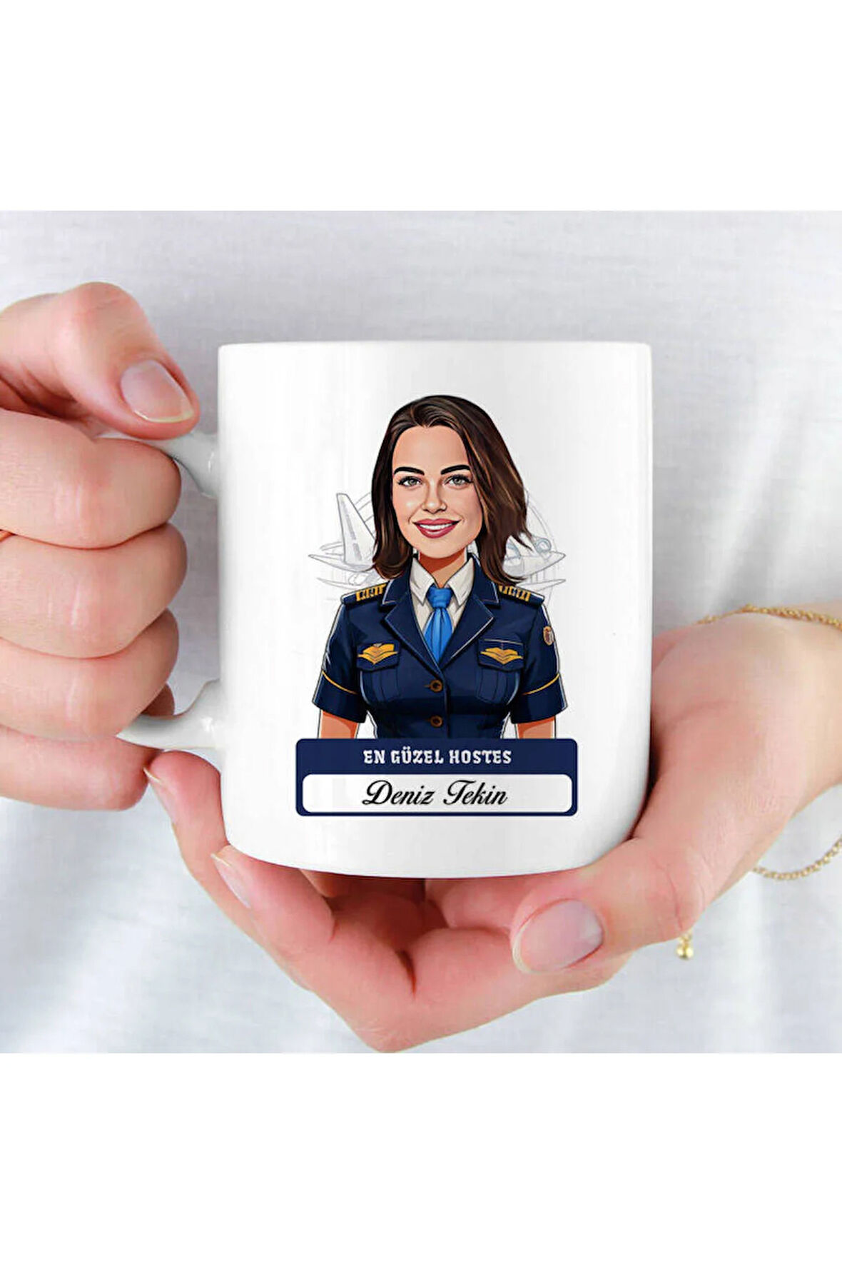 Mesleklere Özel Hediyelik|Kişiselleştirilebilir Hostes Hediye Kupa Bardak