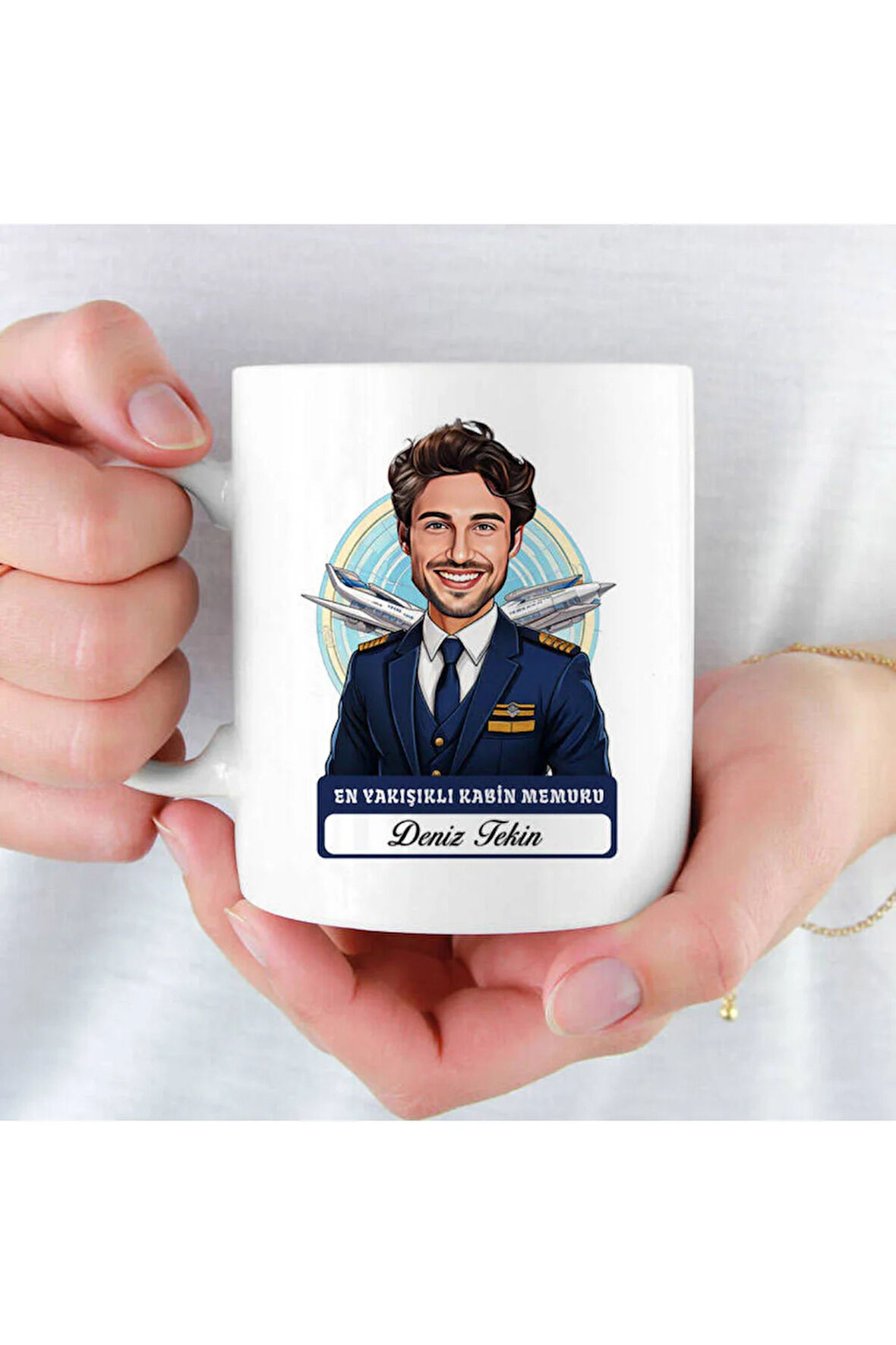 Mesleklere Özel Hediyelik|Kişiselleştirilebilir Kabin Memuru Hediye Kupa Bardak